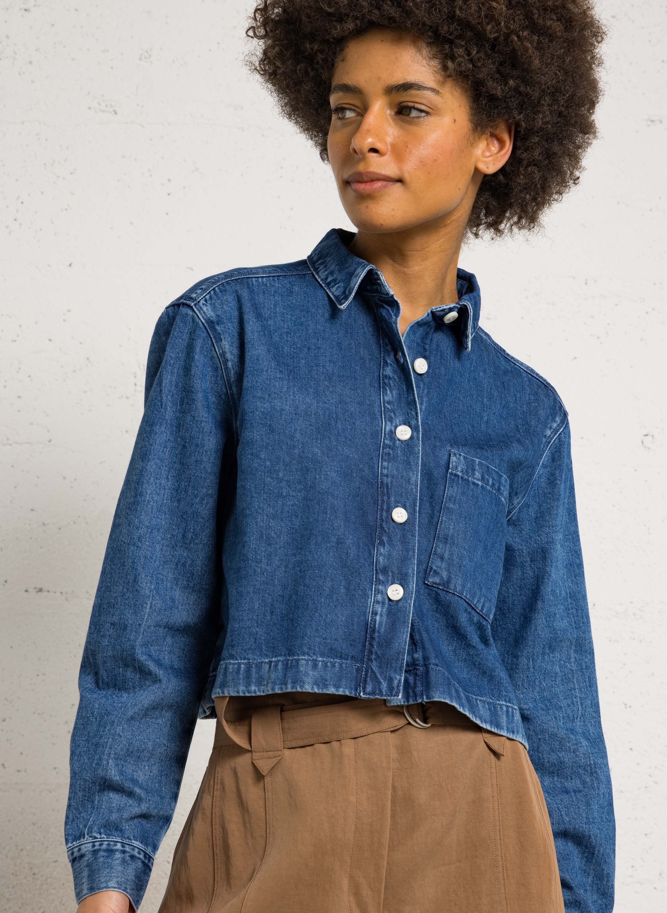 Classic denim shirt DES PETITS HAUTS Beige