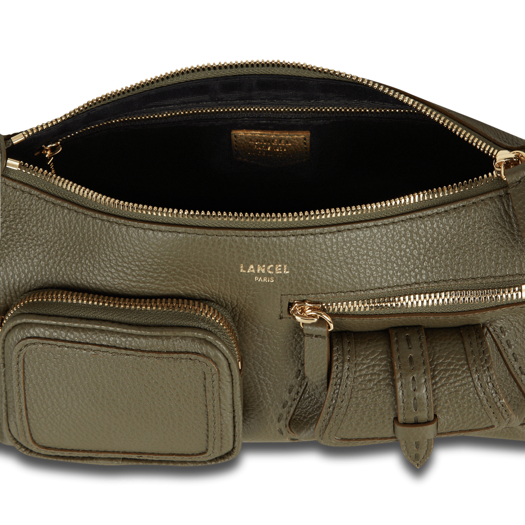 Sac banoulière en cuir LANCEL Kaki