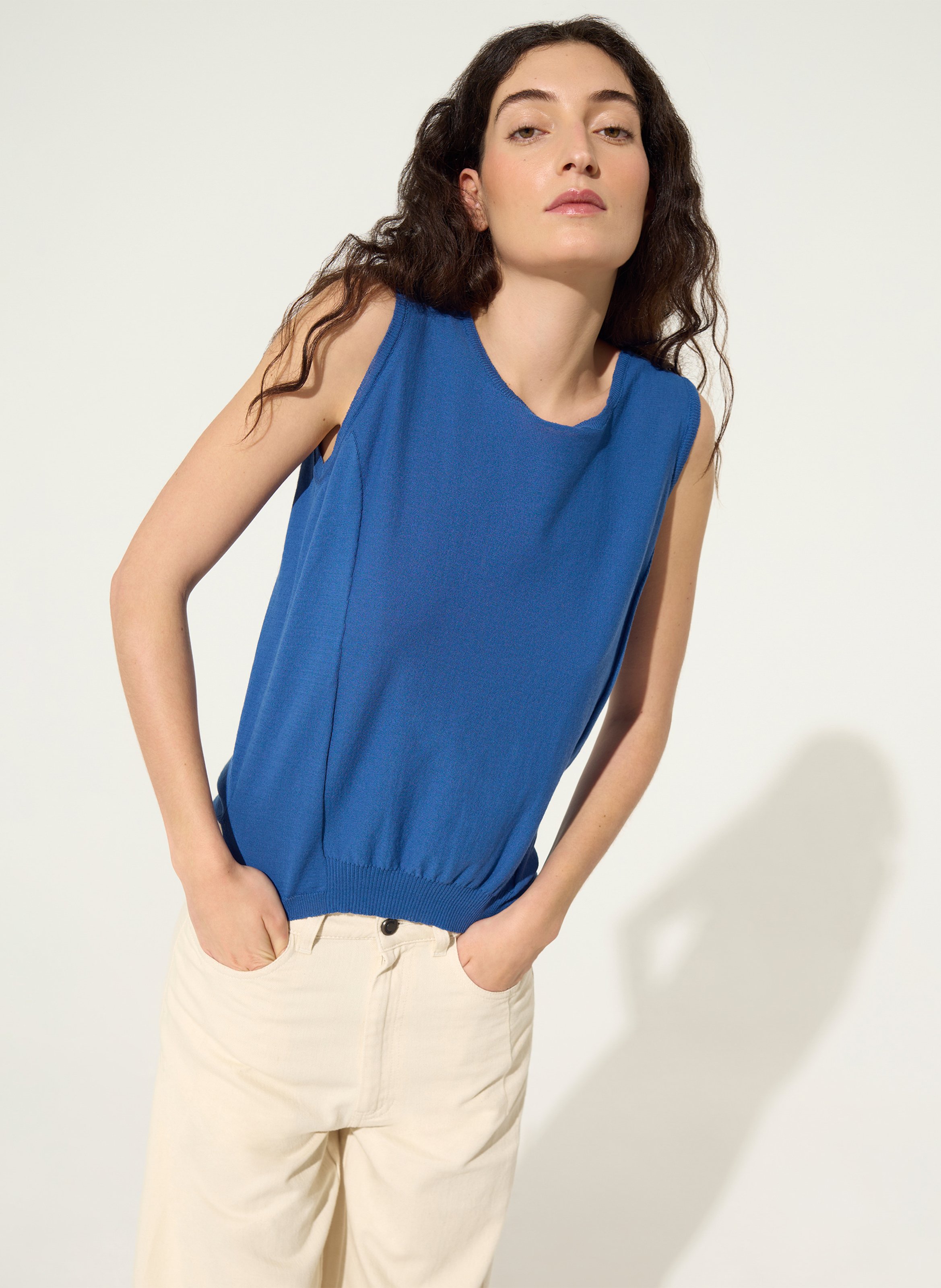 Débardeur droit col rond en coton COTELAC ACOTE