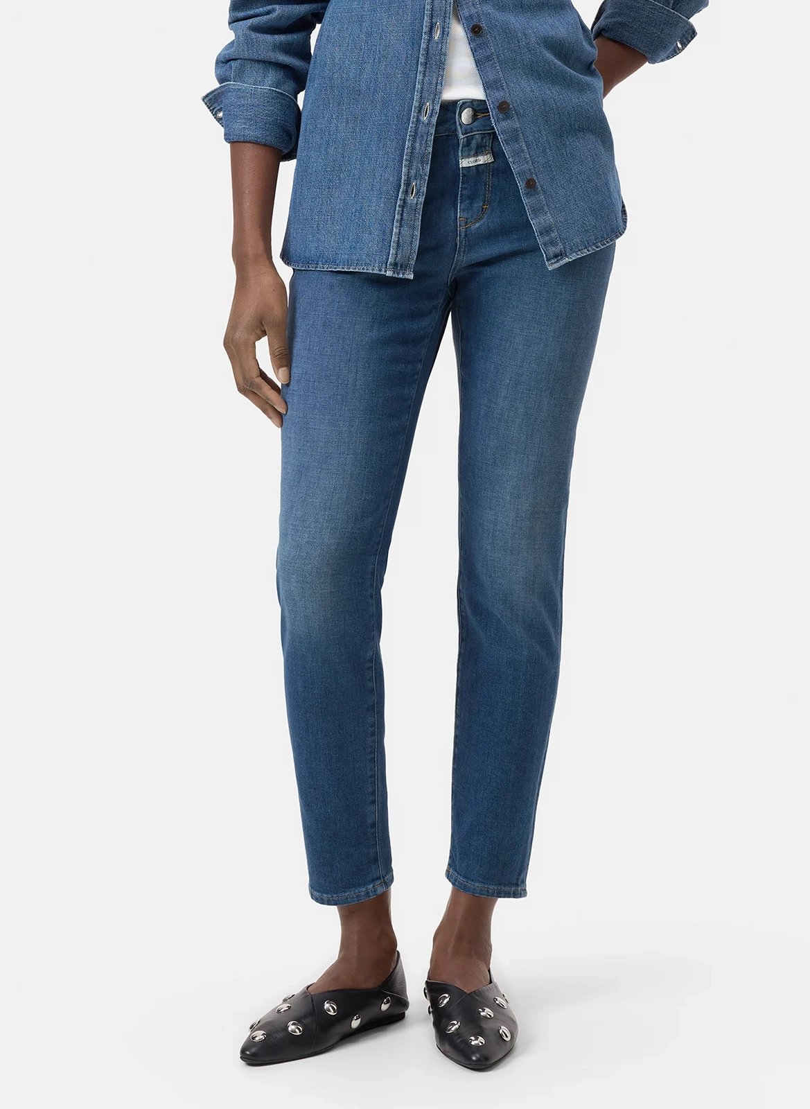 Jean slim en coton mélangé CLOSED Bleu