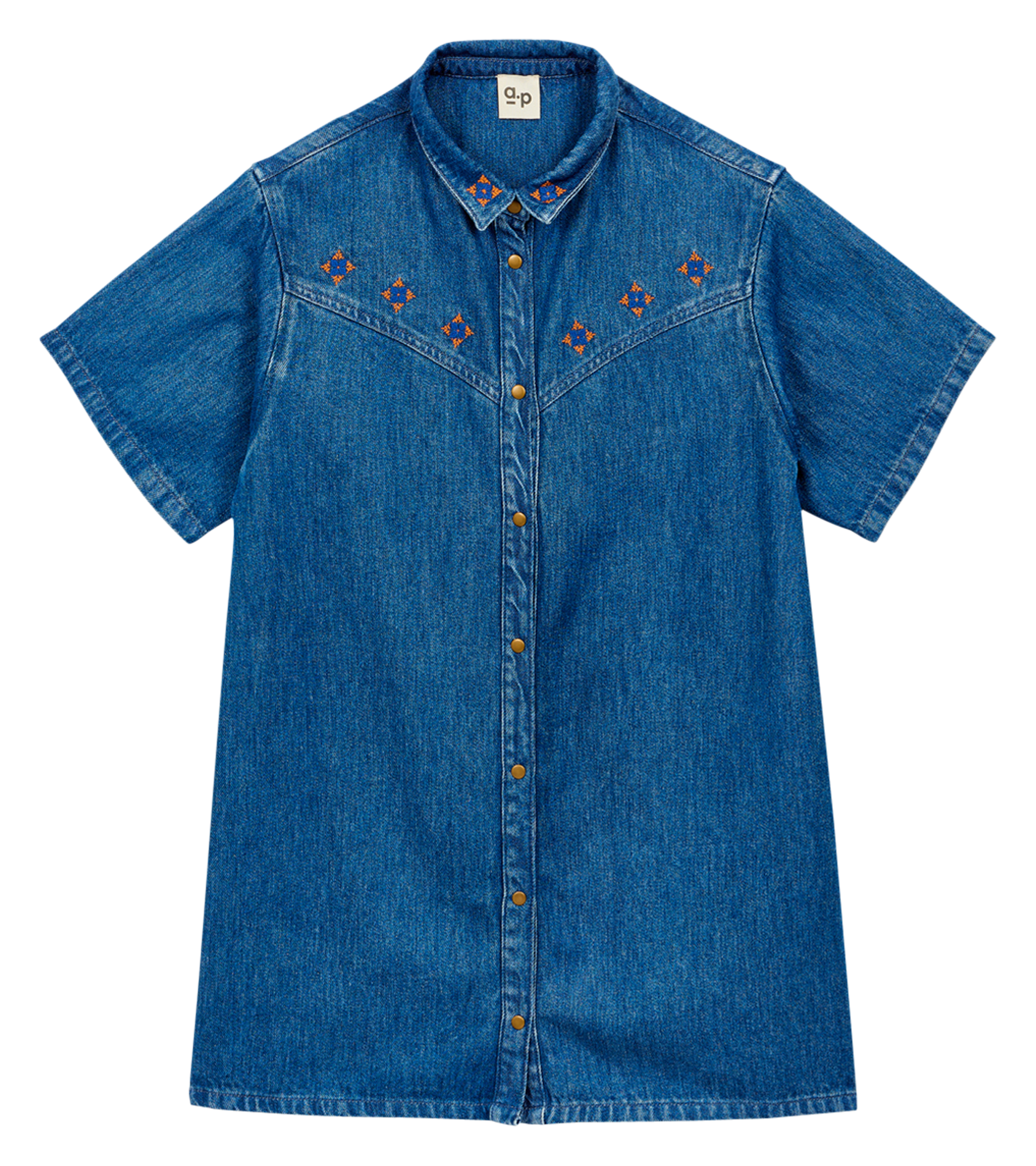 Korte spijkerjurk met klassieke kraag A.P Blauw