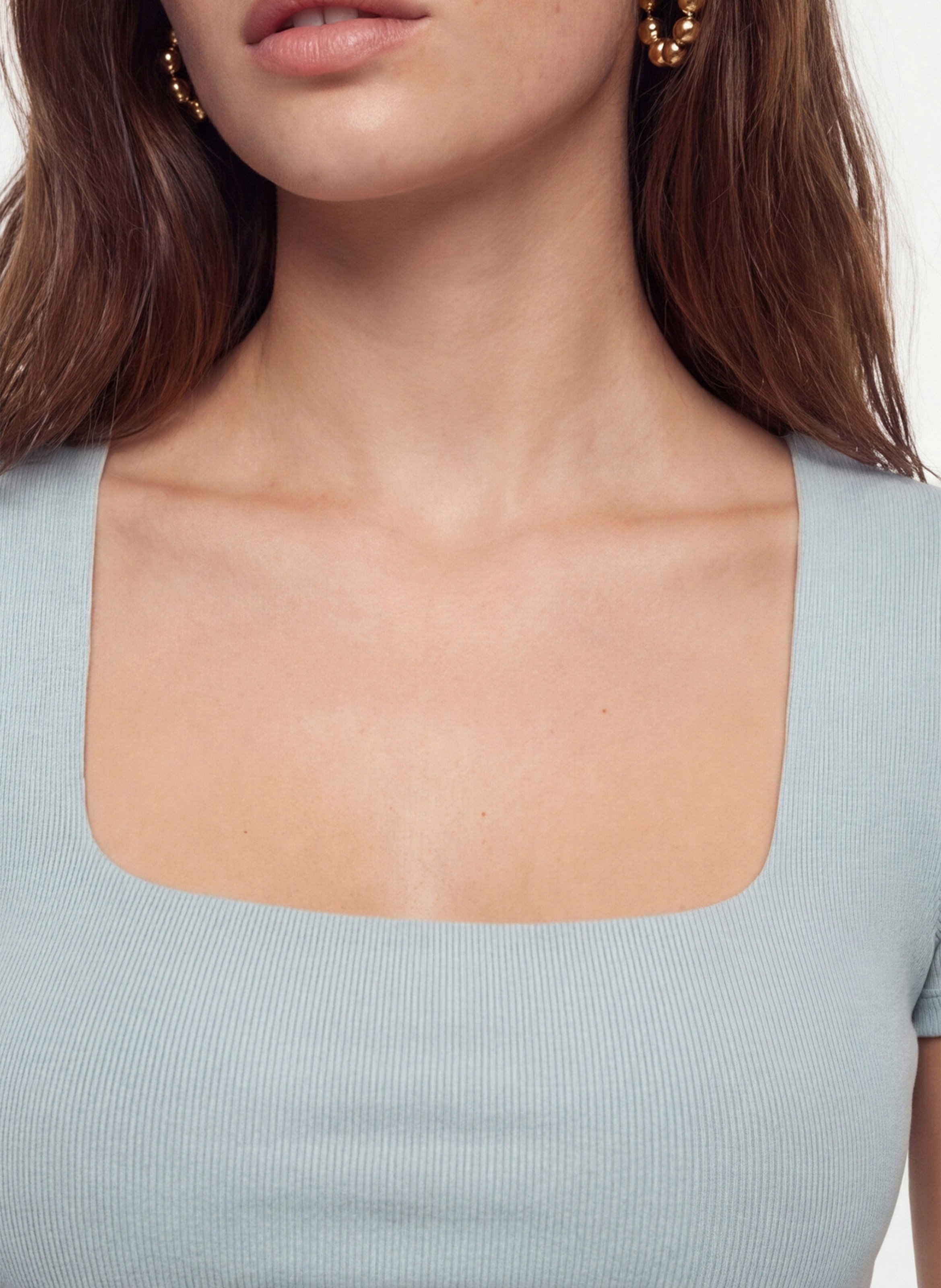 Tee-shirt col carré en coton mélangé KOOKAI Vert