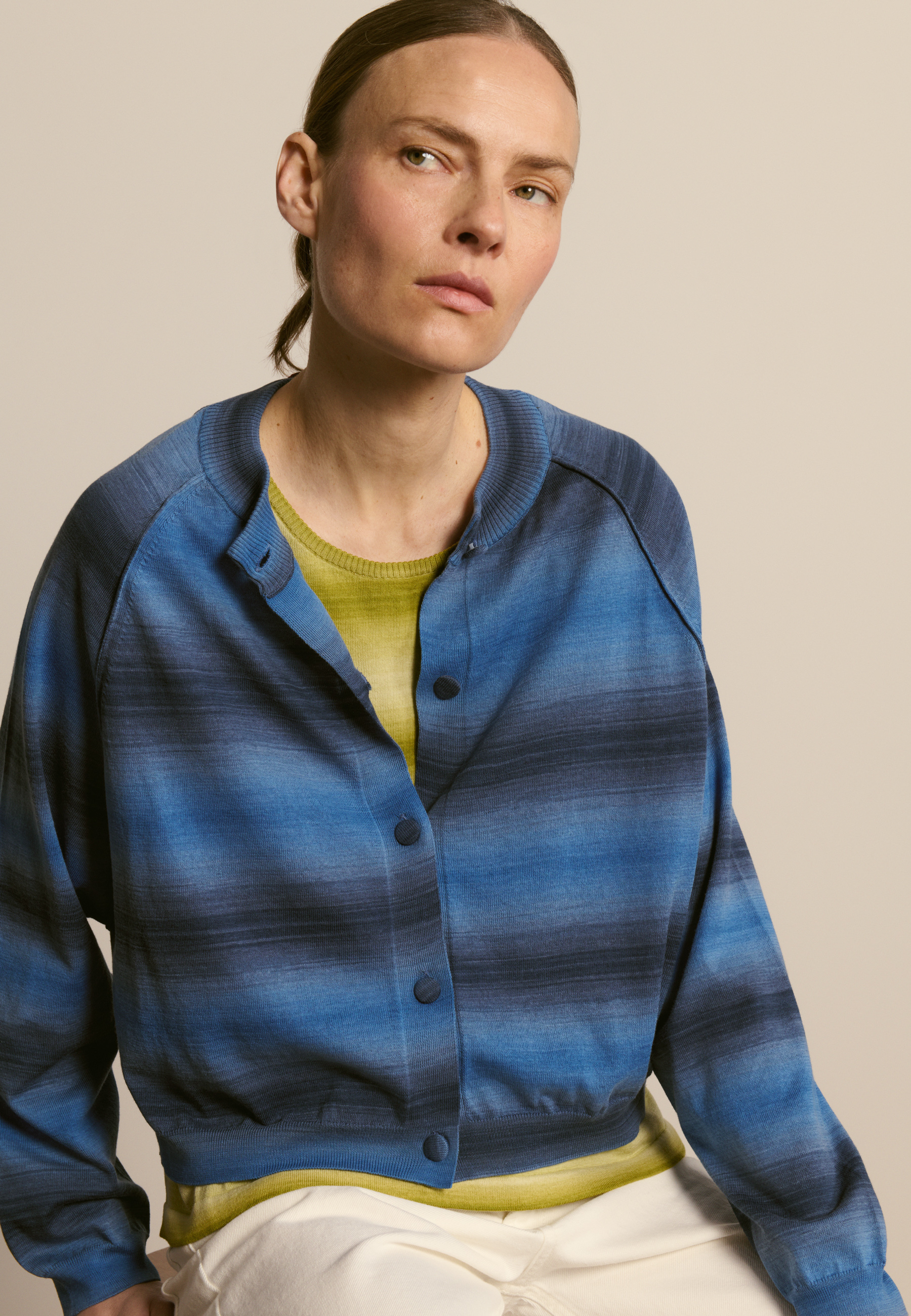 Cardigan à rayures en coton MAISON MONTAGUT