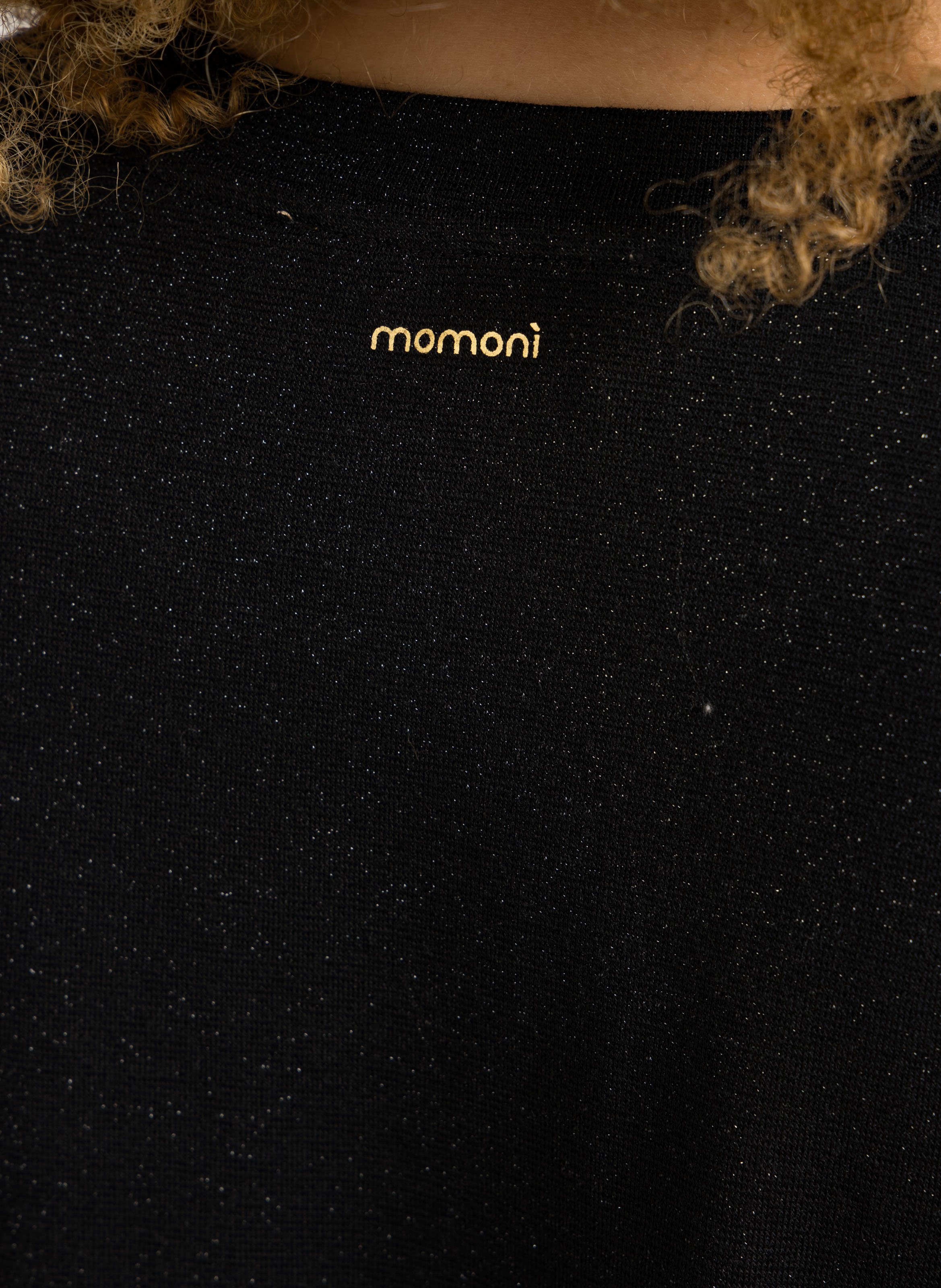 Tee-shirt droit col rond métallisé MOMONI Noir