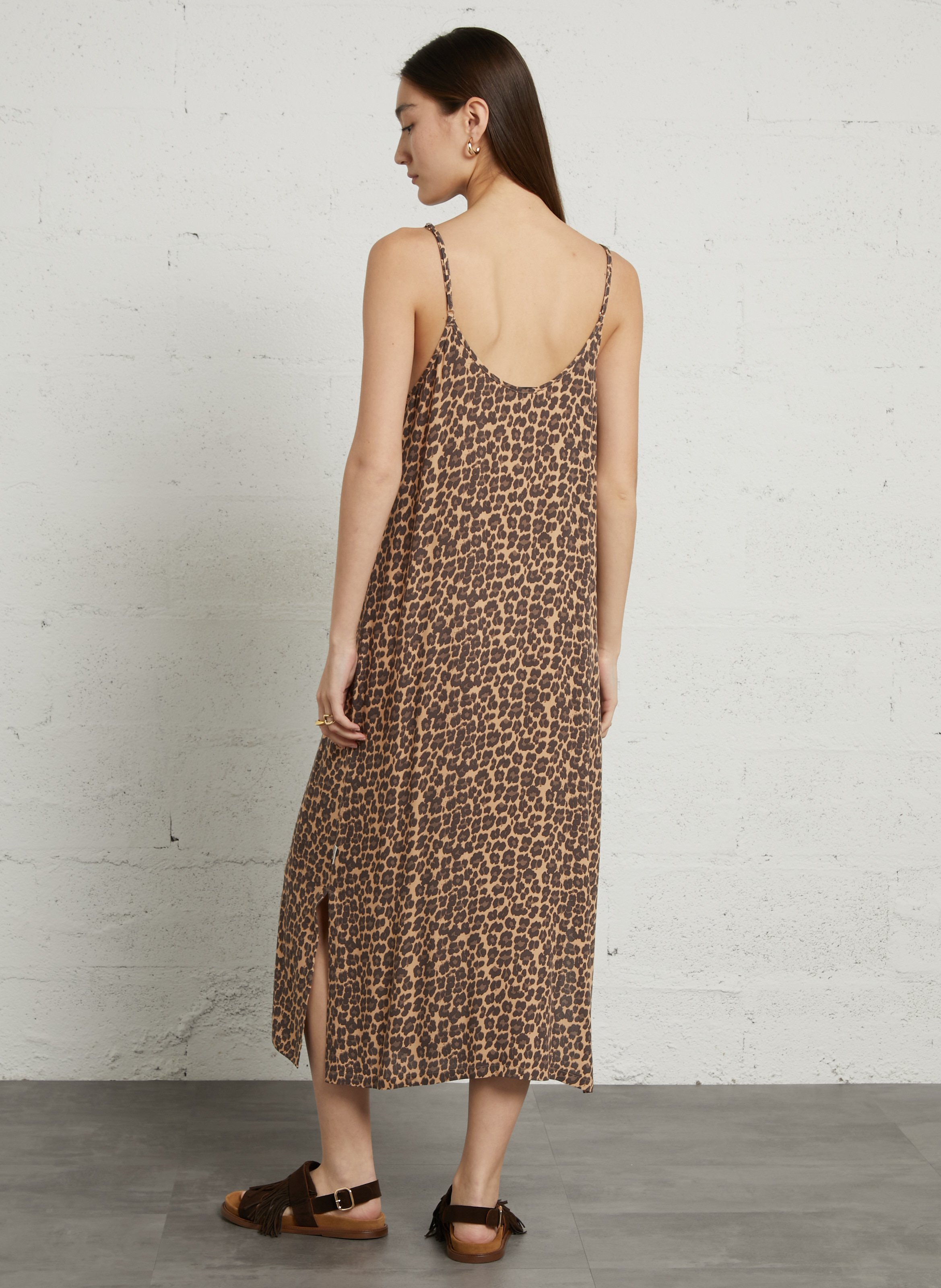 Robe longue col V imprimé LE TEMPS DES CERISES Bleu