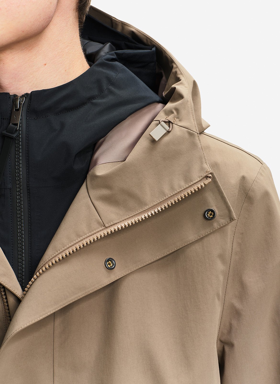 Mid-length straight hooded parka AIGLE Brown
