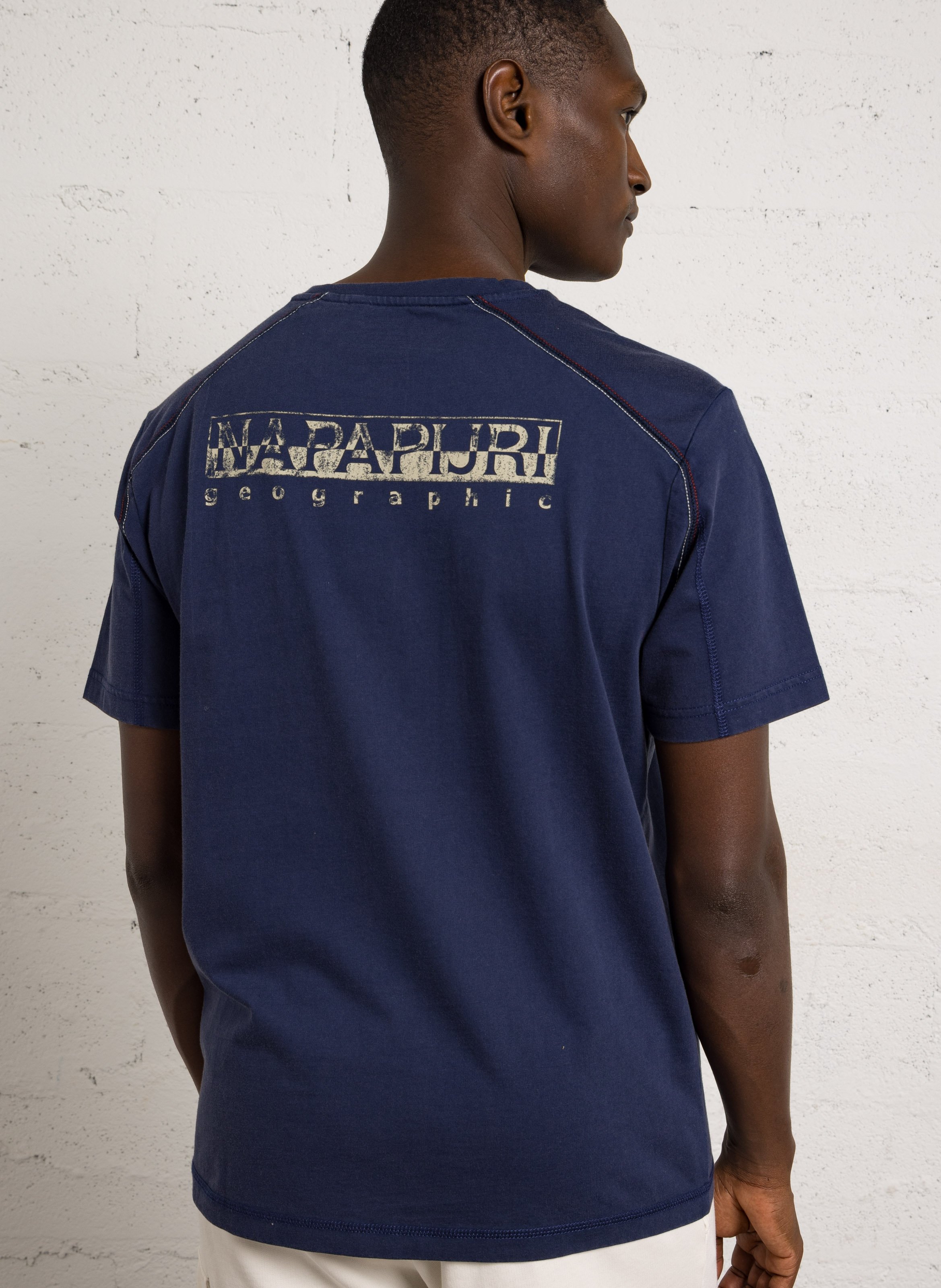 Gerade geschnittenes T-Shirt aus Baumwolle mit Stickerei NAPAPIJRI Blau