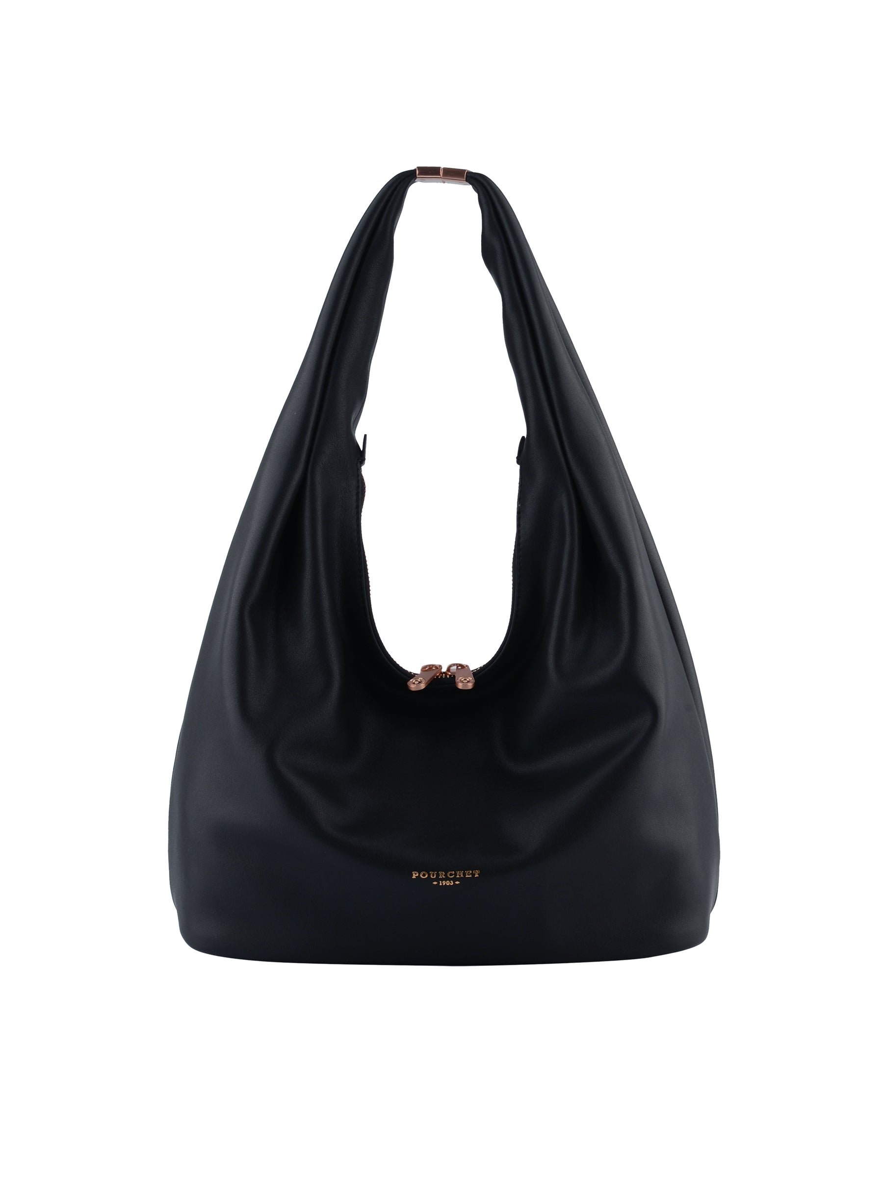 Sac porté épaule en cuir de vachette POURCHET Bleu