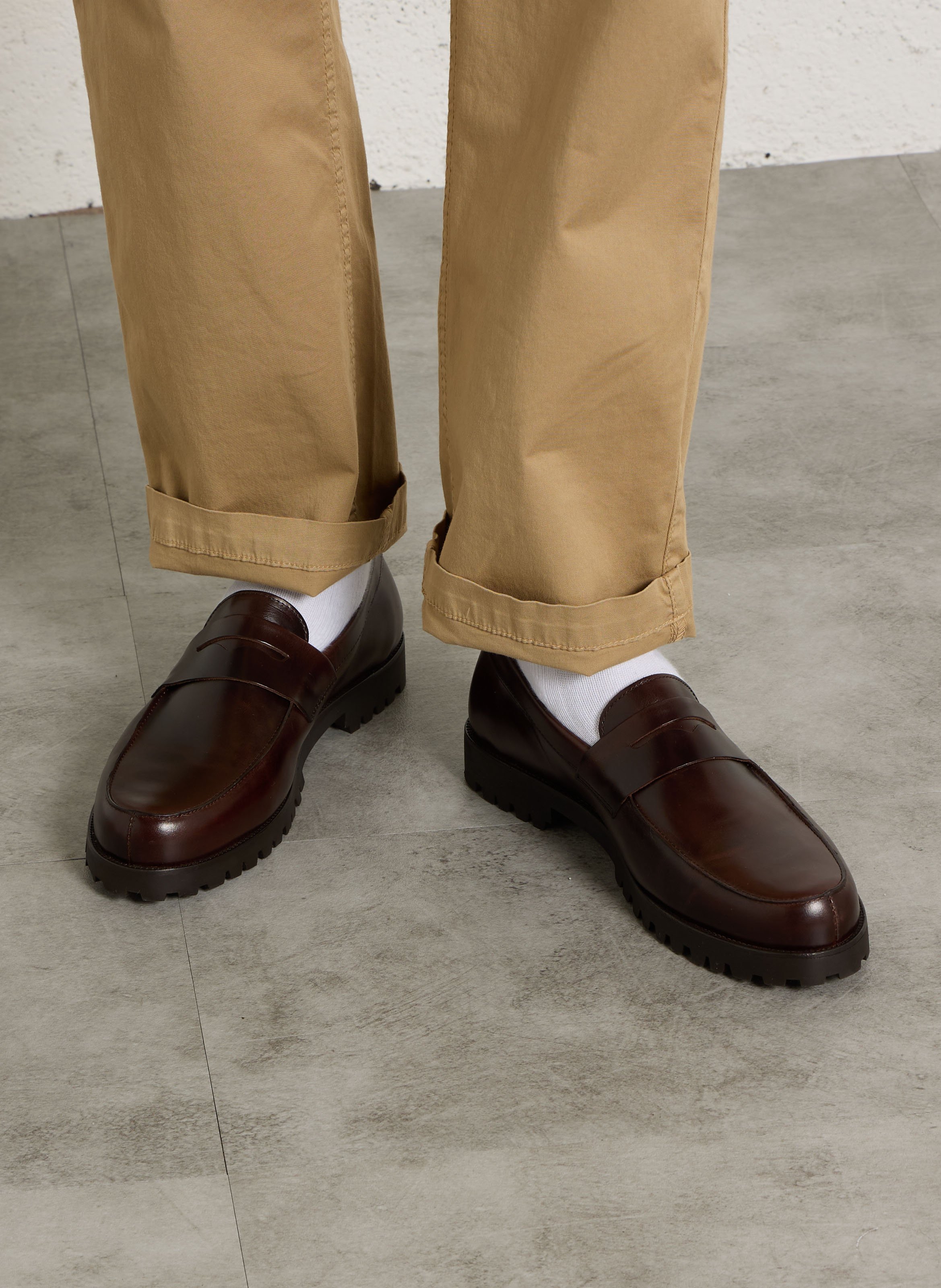 Leder-Mokassins mit Profilsohle BOBBIES Braun