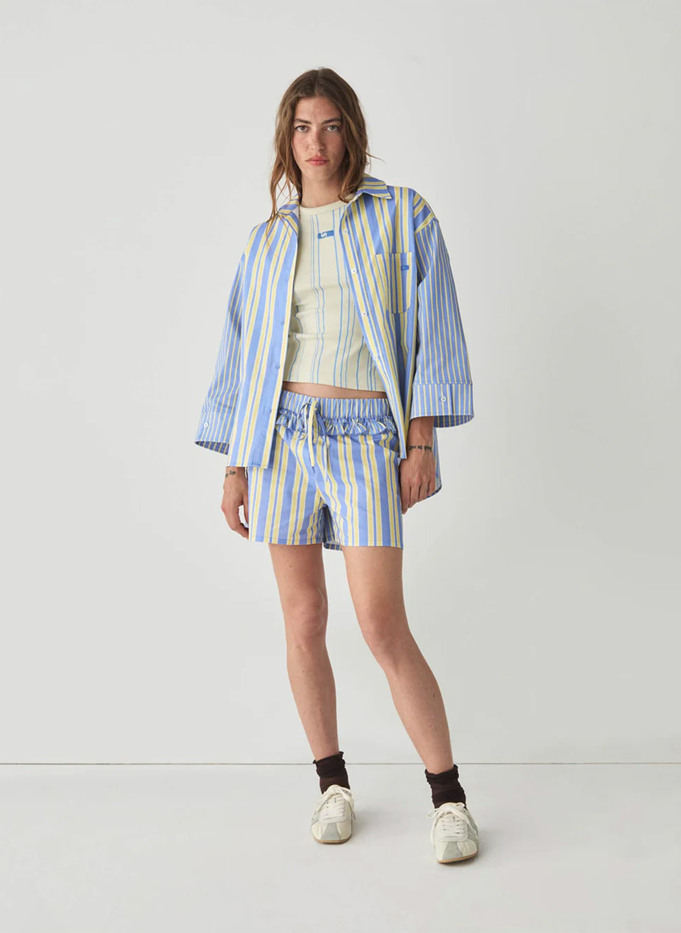 Cotton and linen shirt with classic collar LAAGAM Blue