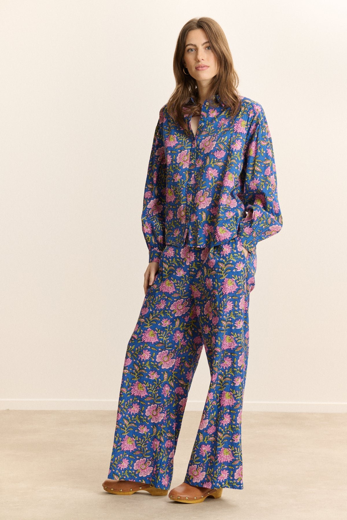 Pantalon large imprimé GARANCE PARIS Bleu