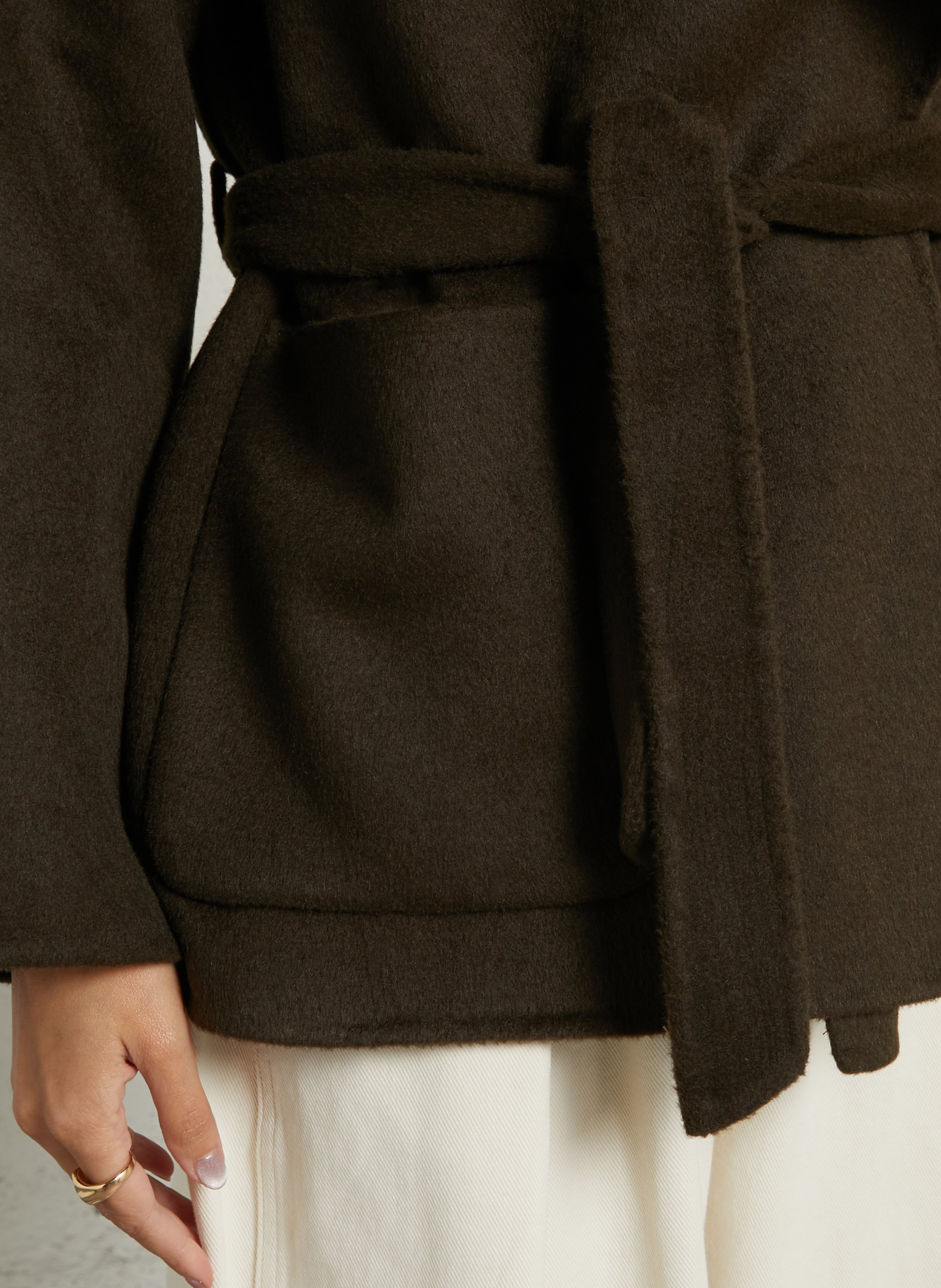 Coat in blended recycled wool SUNCOO Khaki