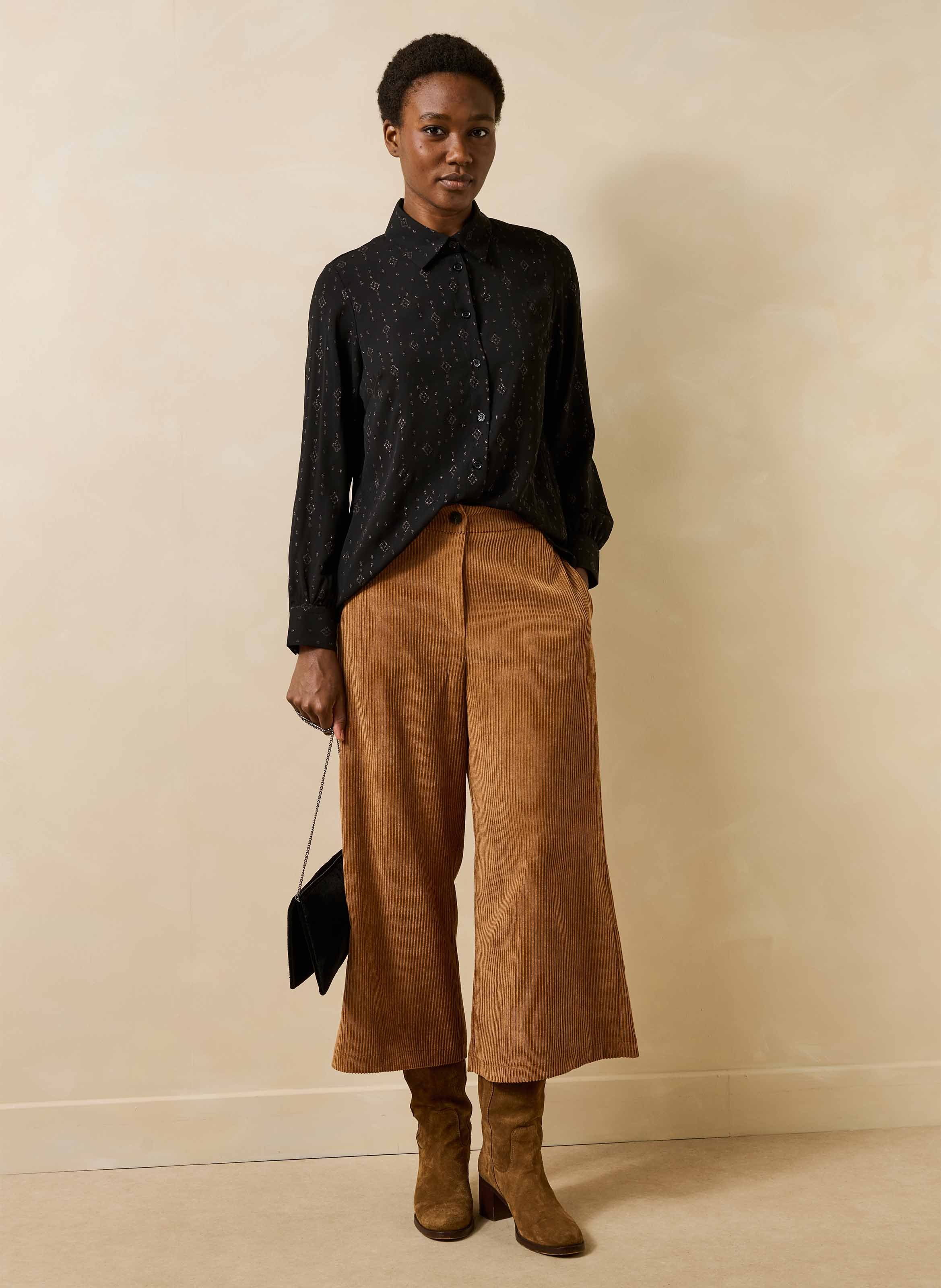 Chemise ample plissée LA FEE MARABOUTEE Noir