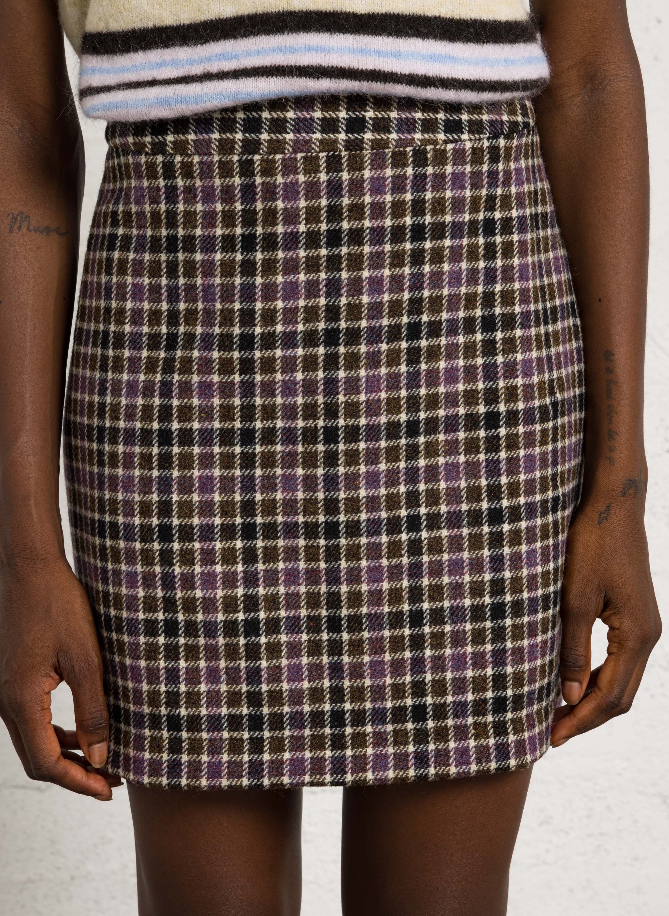 Short wool skirt DES PETITS HAUTS Multicolored