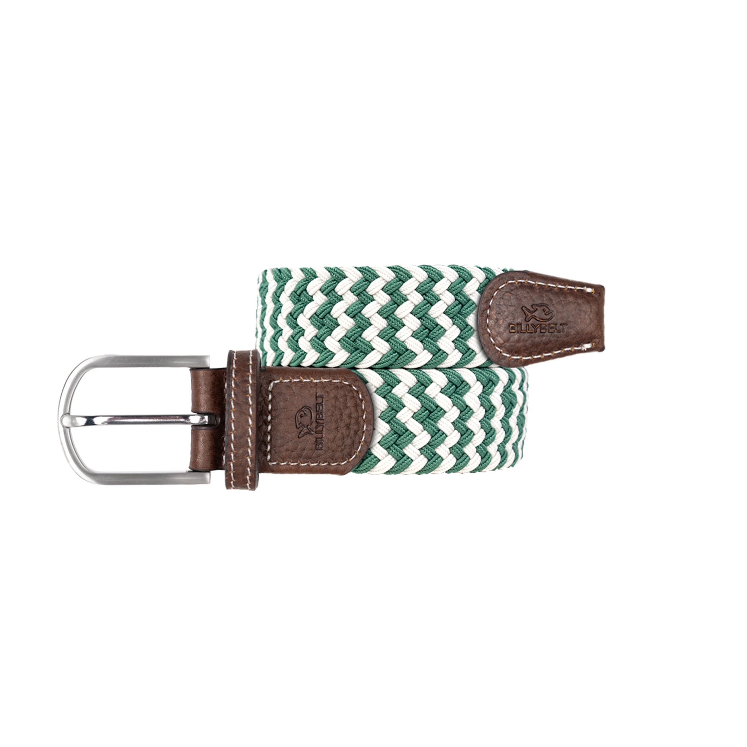 Multicolored braided elastic belt BILLYBELT Green