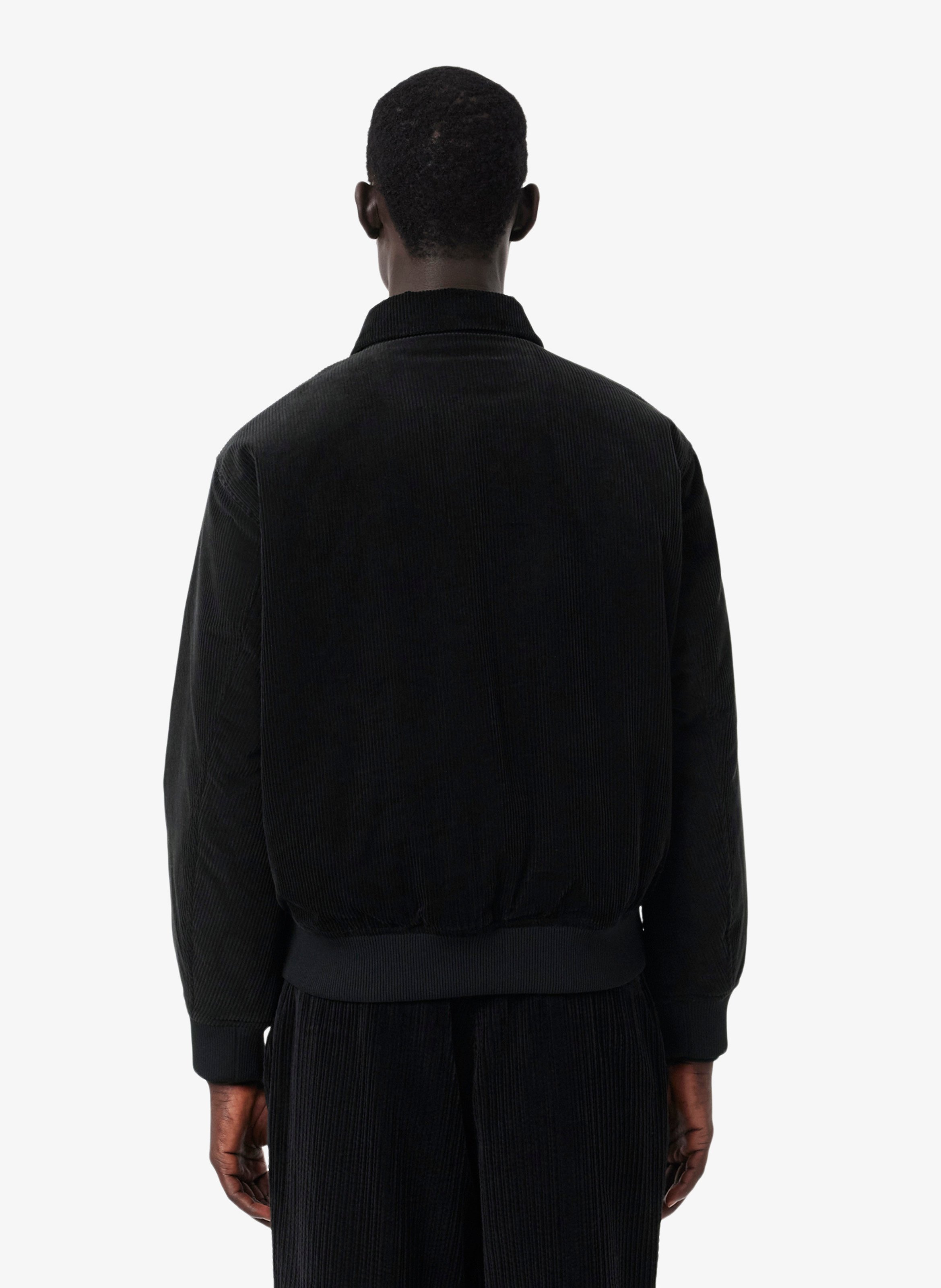 Straight bomber jacket with classic collar in ribbed velvet cotton. LACOSTE Black