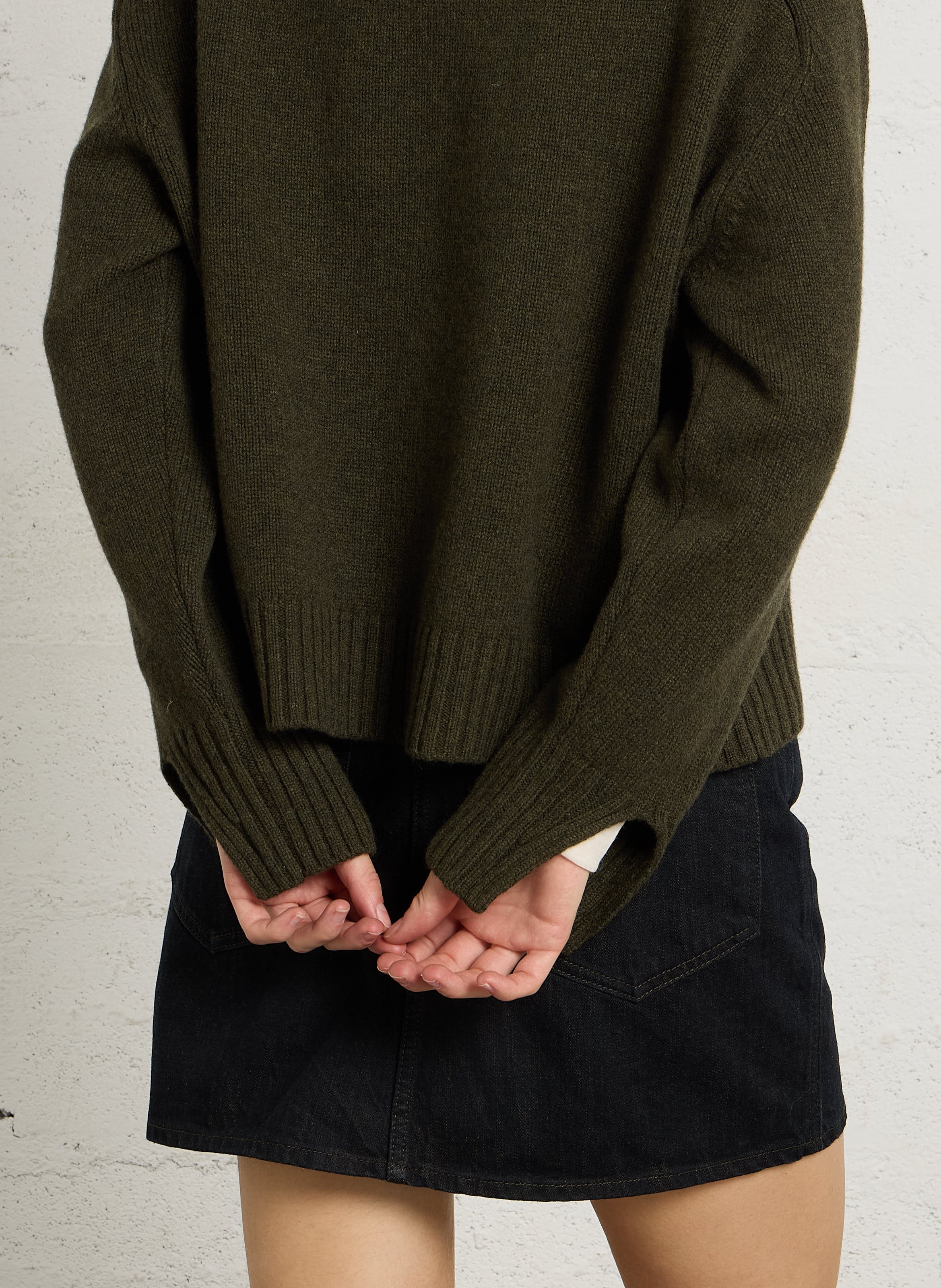 Rundhalspullover aus Wolle SOEUR Khaki
