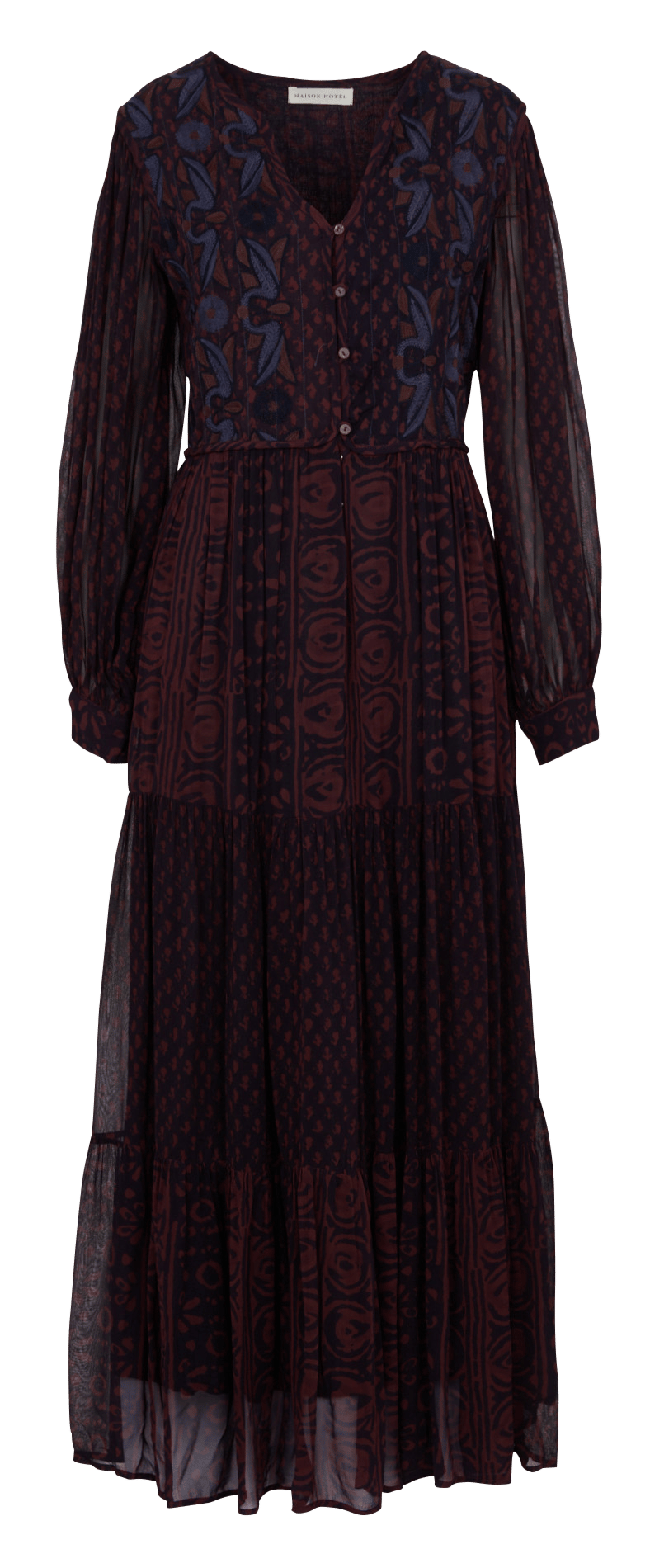 Lange, wijde jurk met print MAISON HOTEL Rood