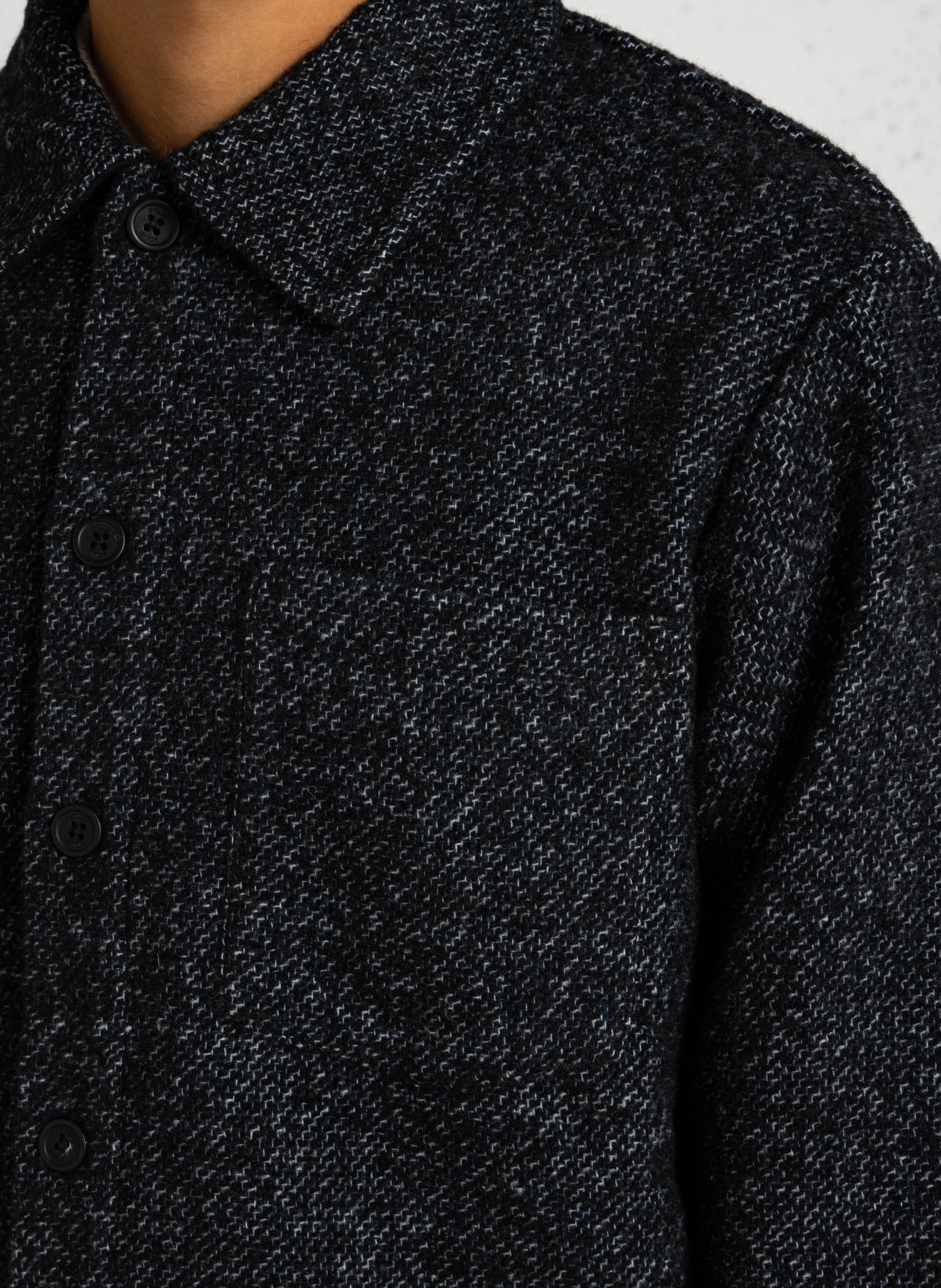 Gerade Hemdjacke mit klassischem Kragen aus Baumwolle SOLID Blau