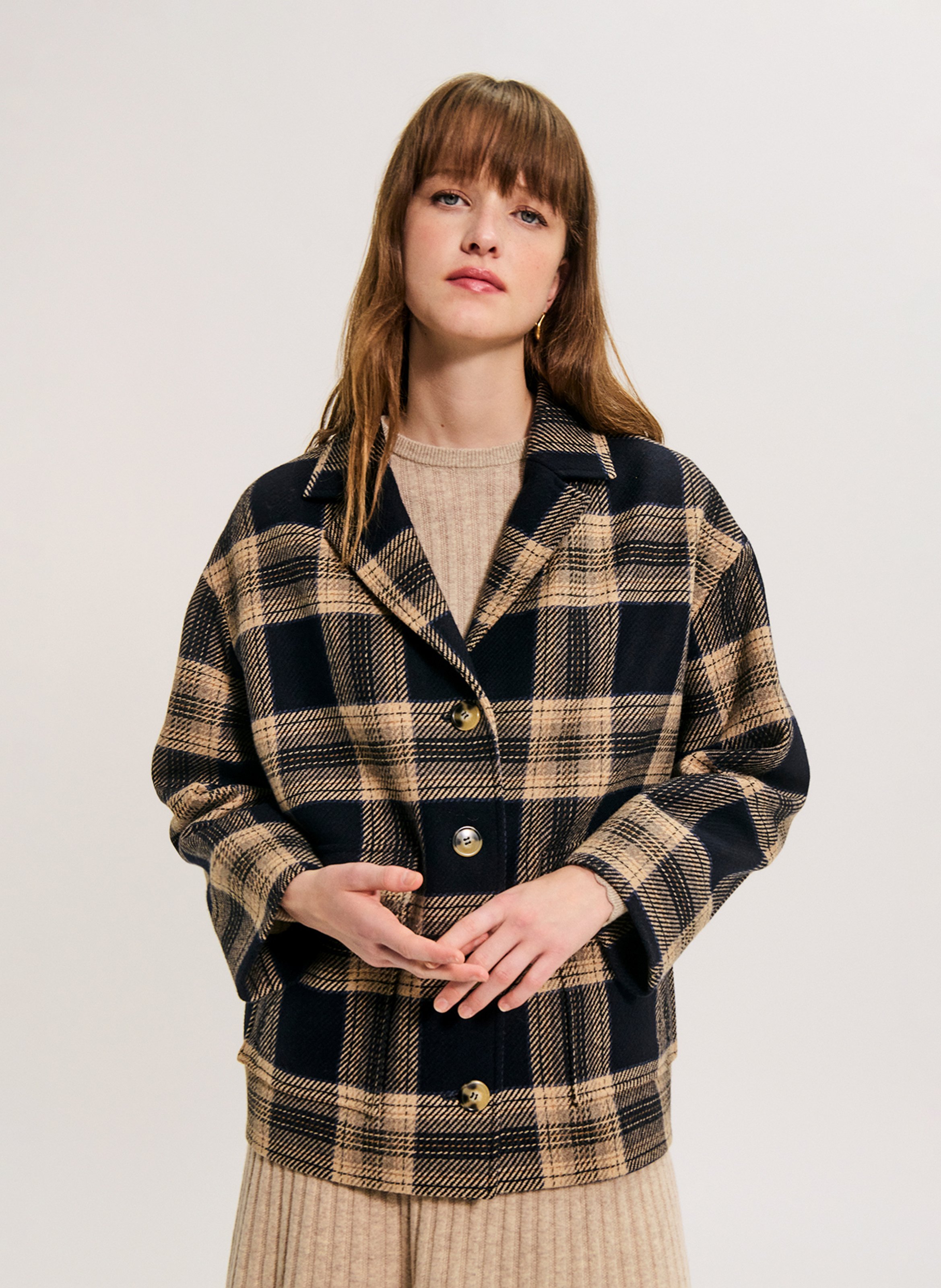 Classic-collar wool-blend jacket PABLO Blue