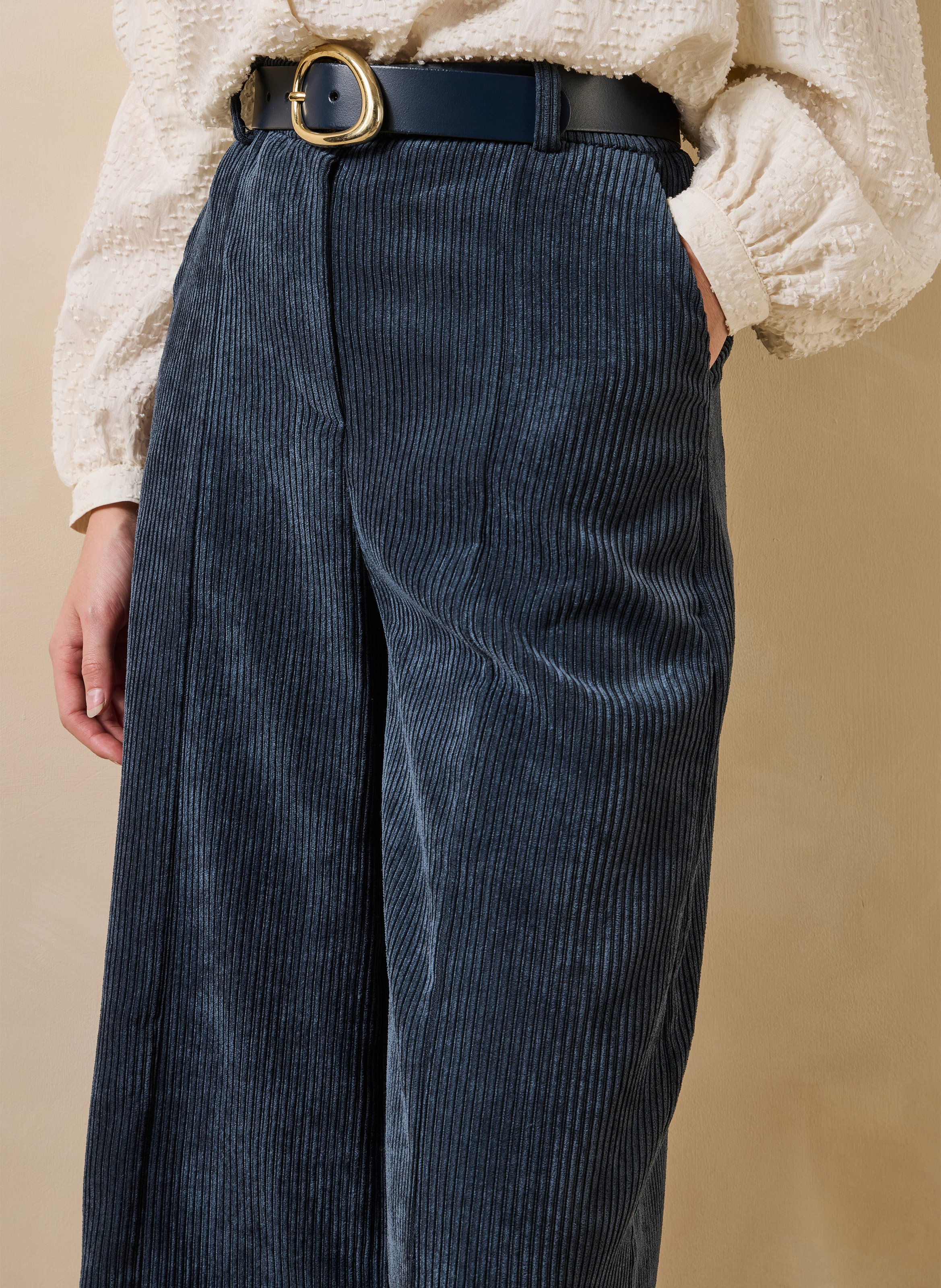 Long corduroy Bermuda shorts LA FEE MARABOUTEE Blue