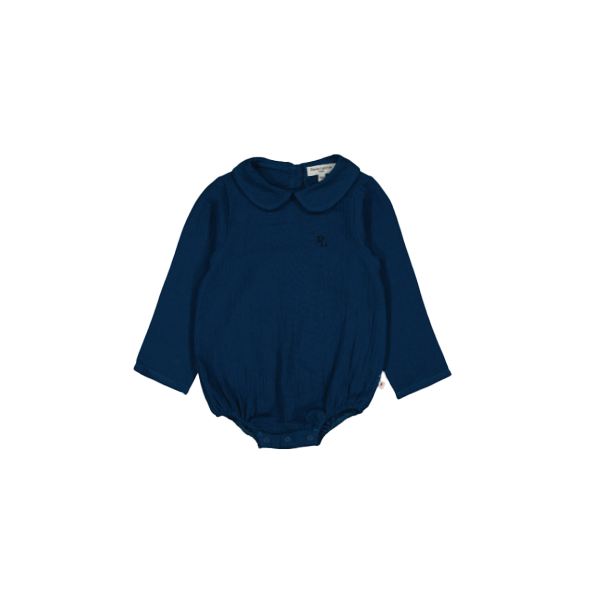 Body col claudine en coton bio  PETITE LUCETTE Bleu