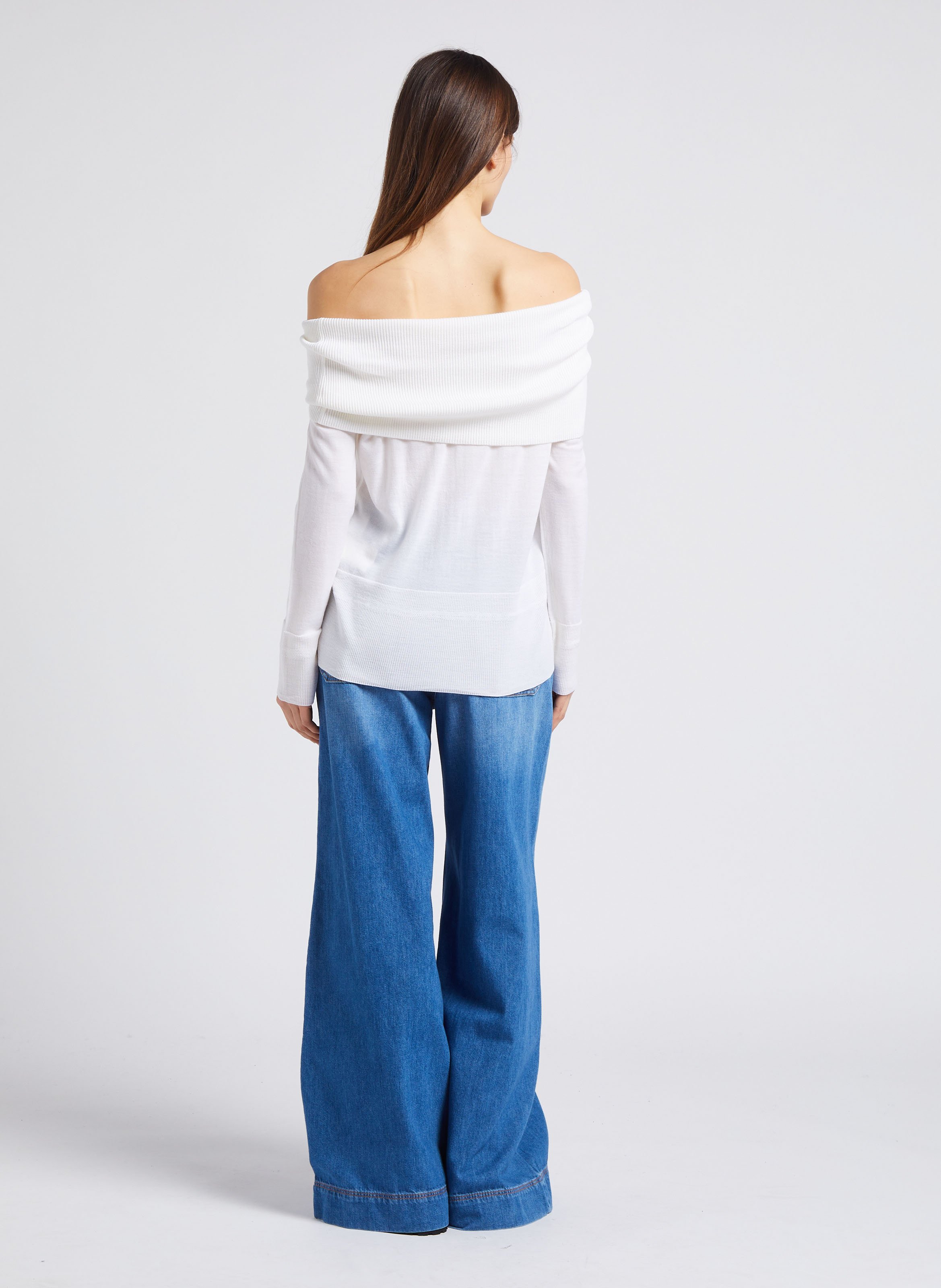 Straight off-the-shoolder wool sweater MAX MARA LEISURE White