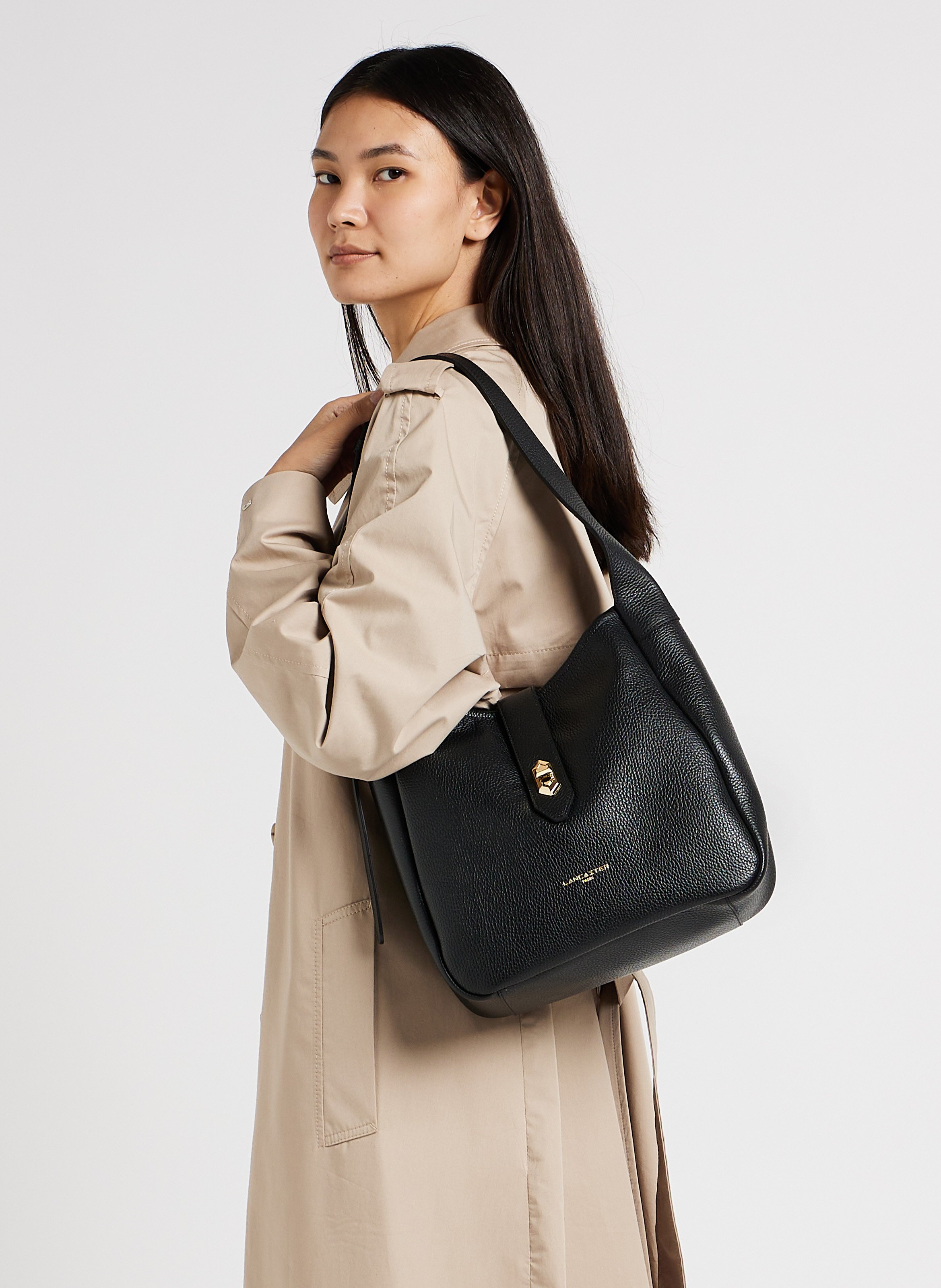 Lancaster Black Leather store Bucket Bag