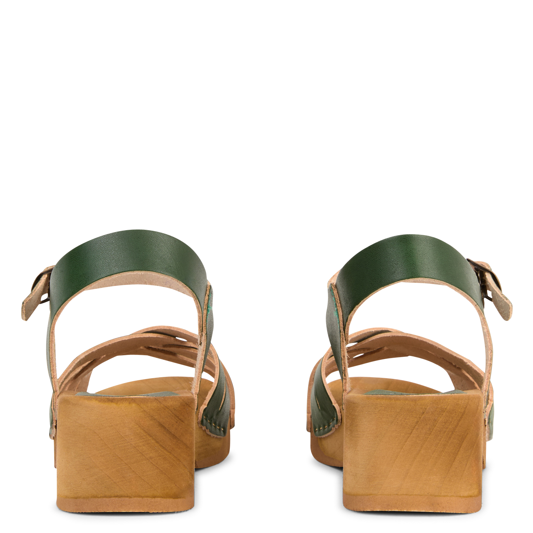 Strappy leather heeled sandals BOSABO Green