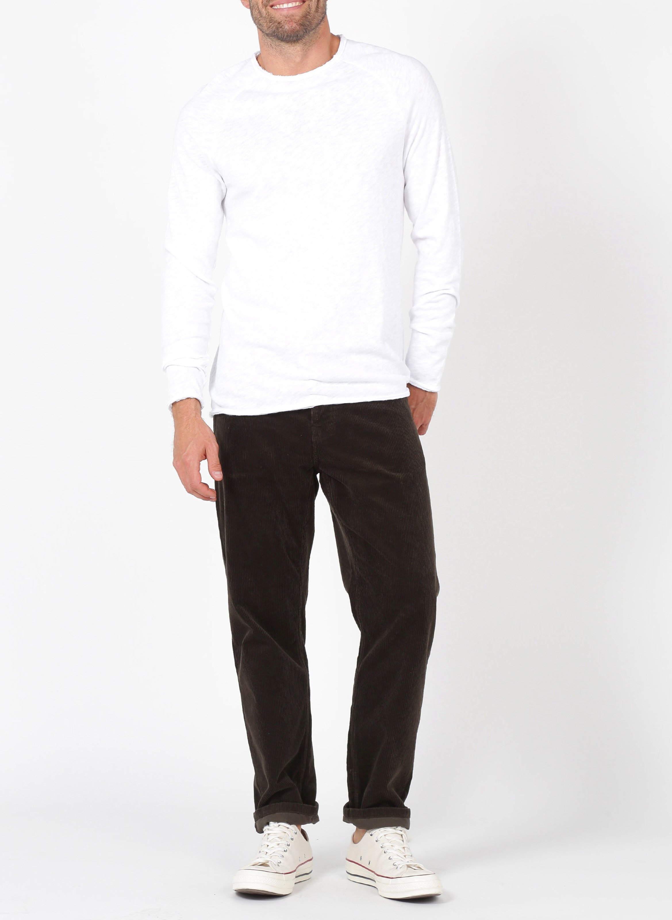 Tee-shirt col rond en coton flammé AMERICAN VINTAGE Blanc