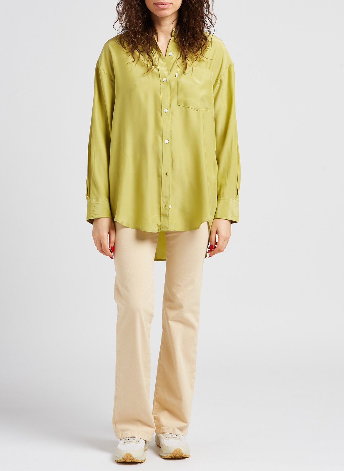 Longline classic-collar silk shirt LEVI&#039;S Green