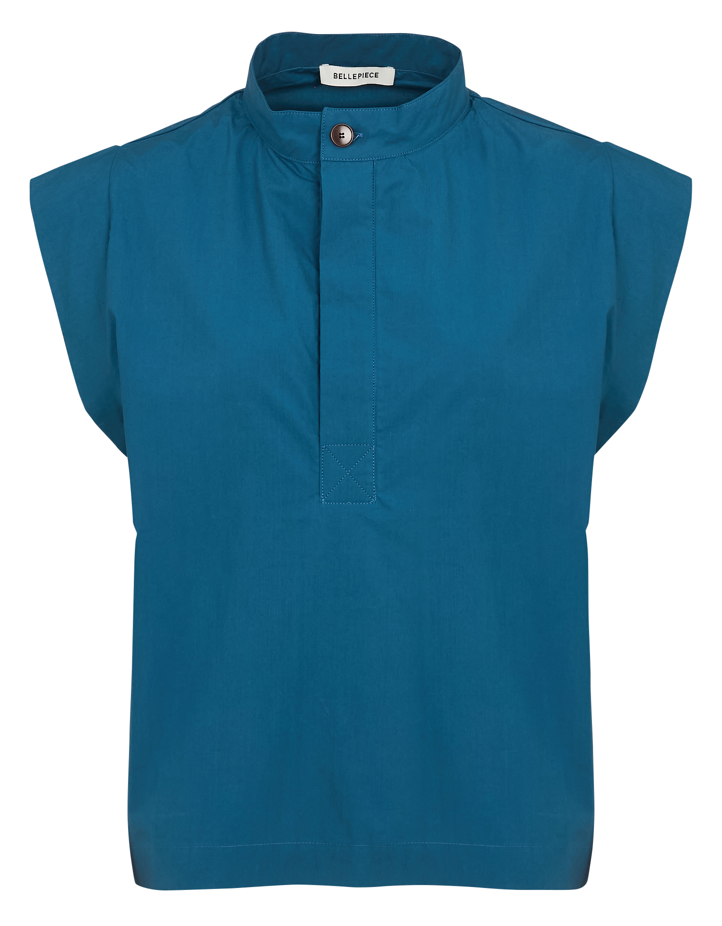 Mouwloze top van katoenen popeline BELLEPIECE Blauw