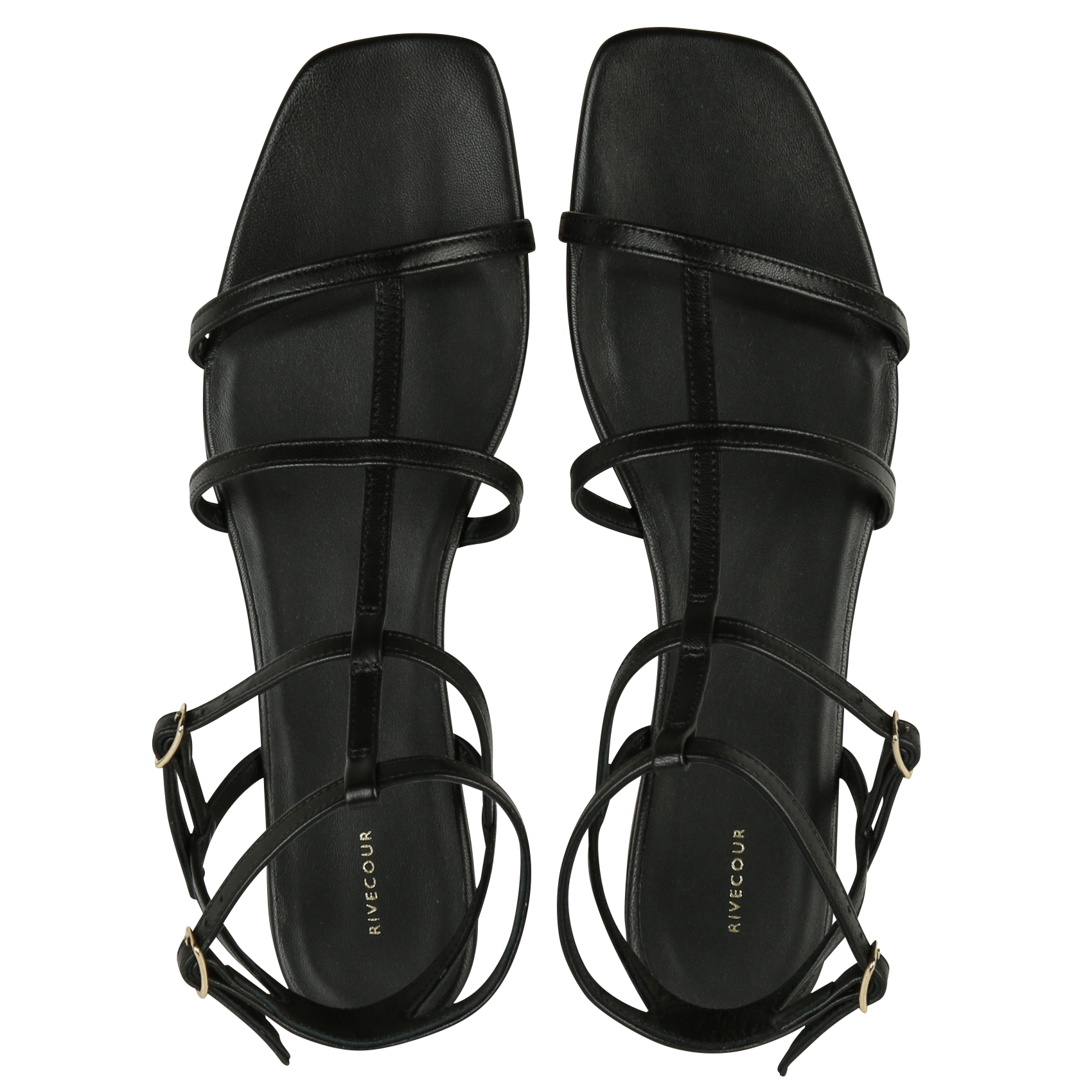 Sandales plates en cuir RIVECOUR Noir