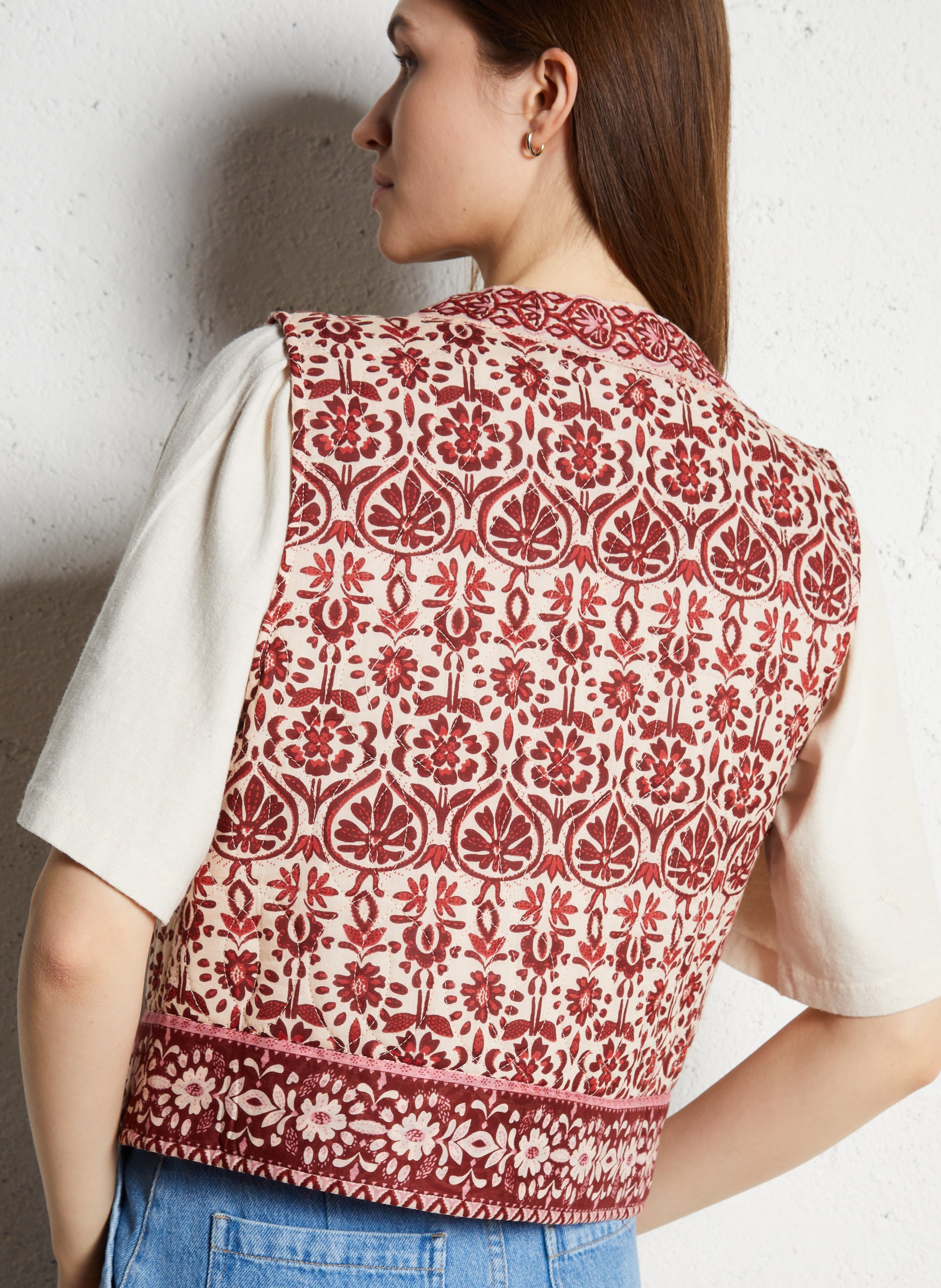 Veste sans manches en coton Multicolore