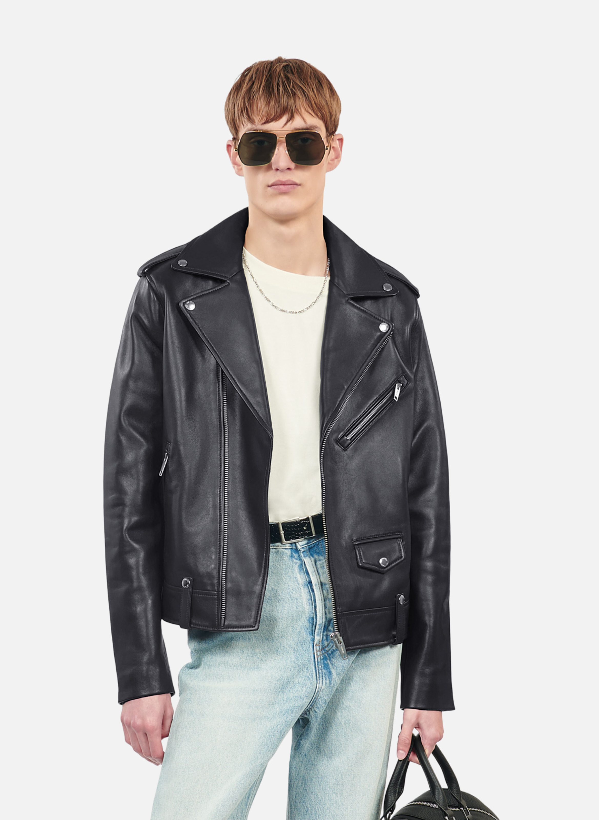 Leather biker jacket THE KOOPLES Black