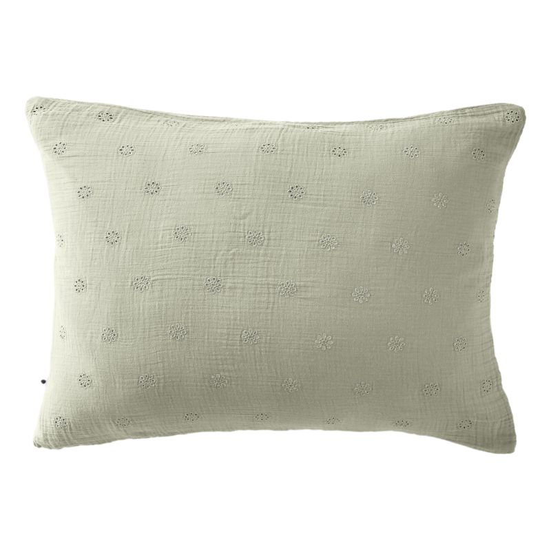 Cotton percale pillow case L'EFFET PAPILLON Green