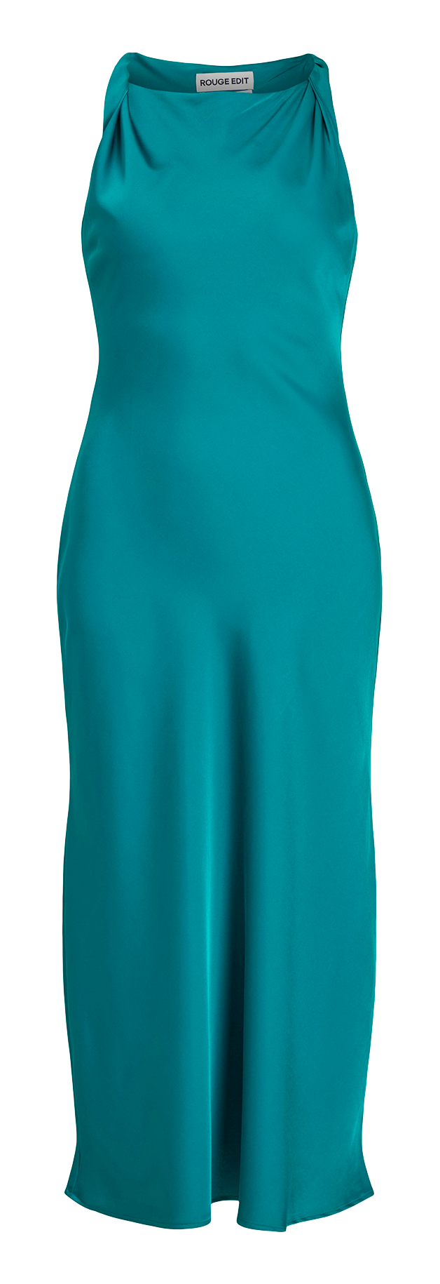Satin square neck midi dress ROUGE EDIT Blue