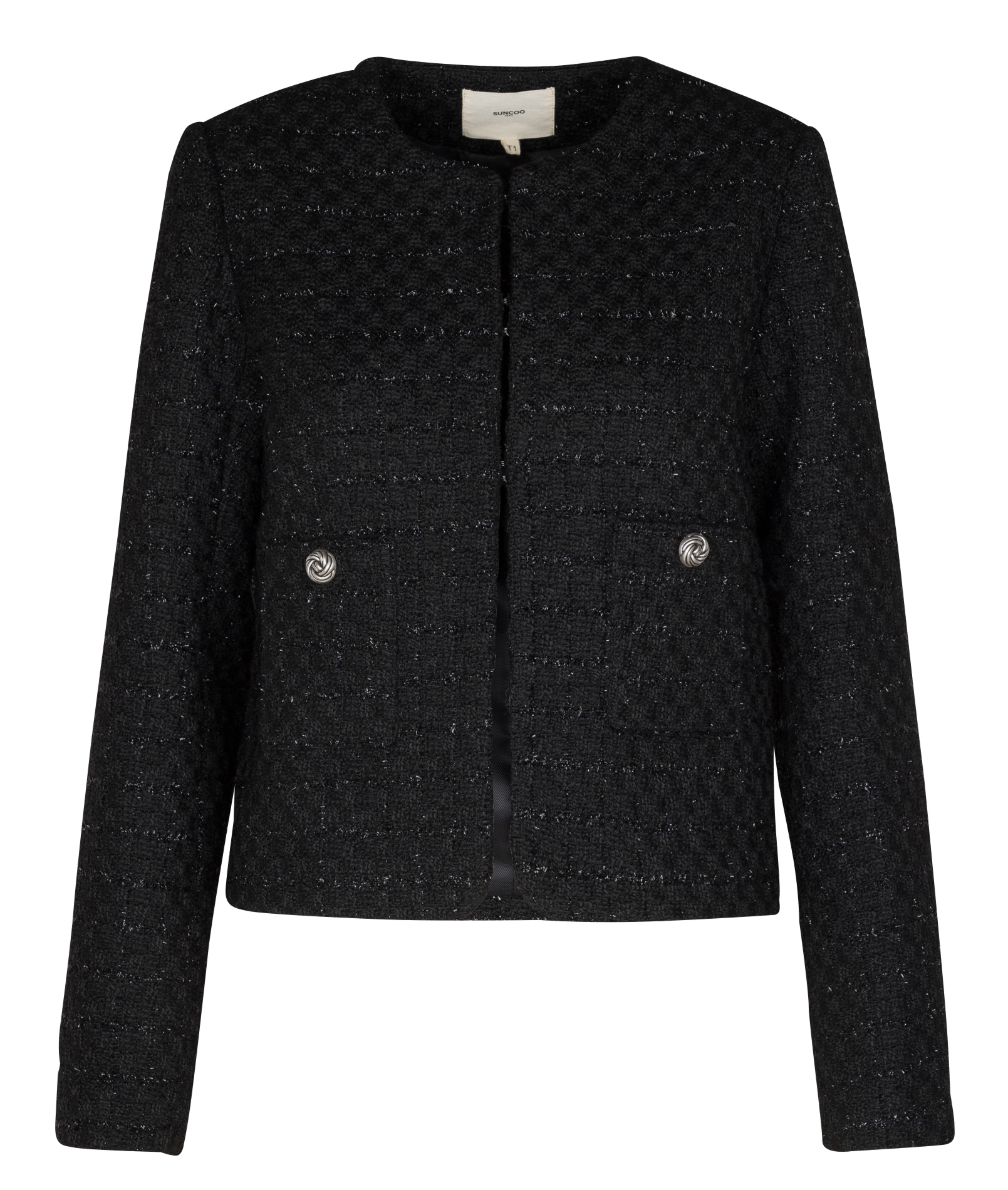 Gerade geschnittene Jacke aus recycelten Mischfasern SUNCOO Schwarz