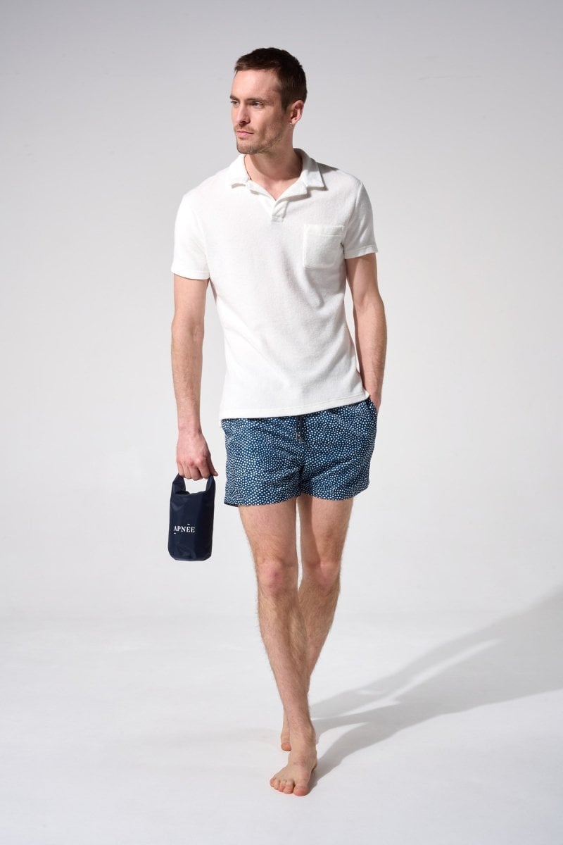 Short-sleeved polo shirt with lapel collar APNEE White