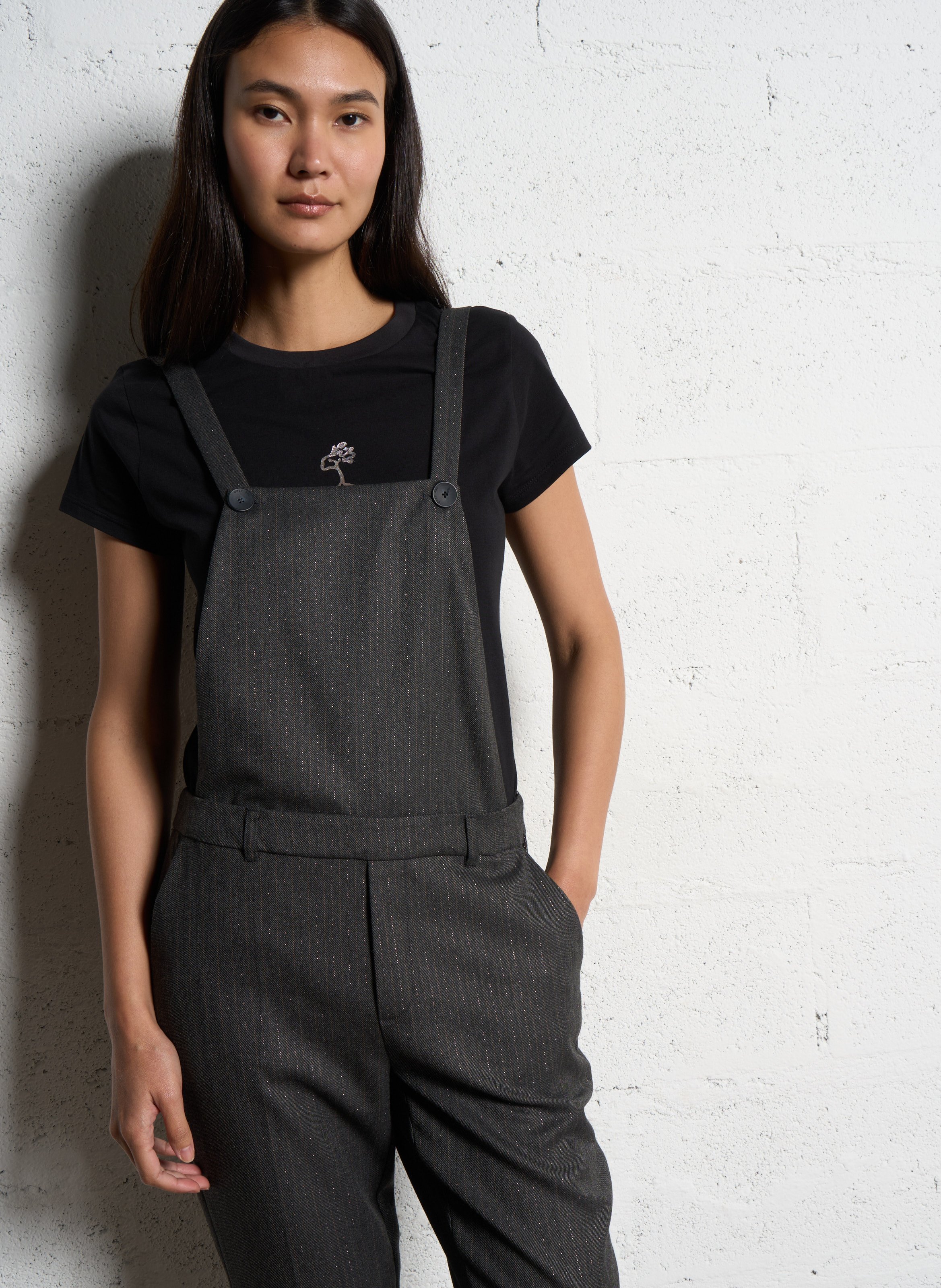 Combinaison droite à rayures métallisées ONE STEP Gris