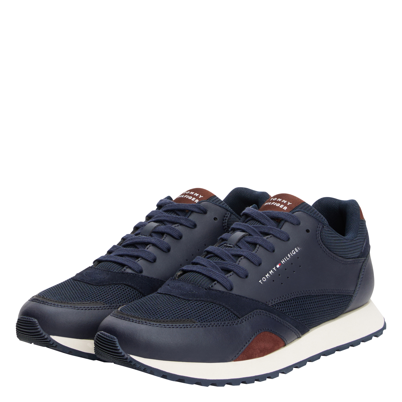 Low-top leather mix sneakers TOMMY HILFIGER Blue