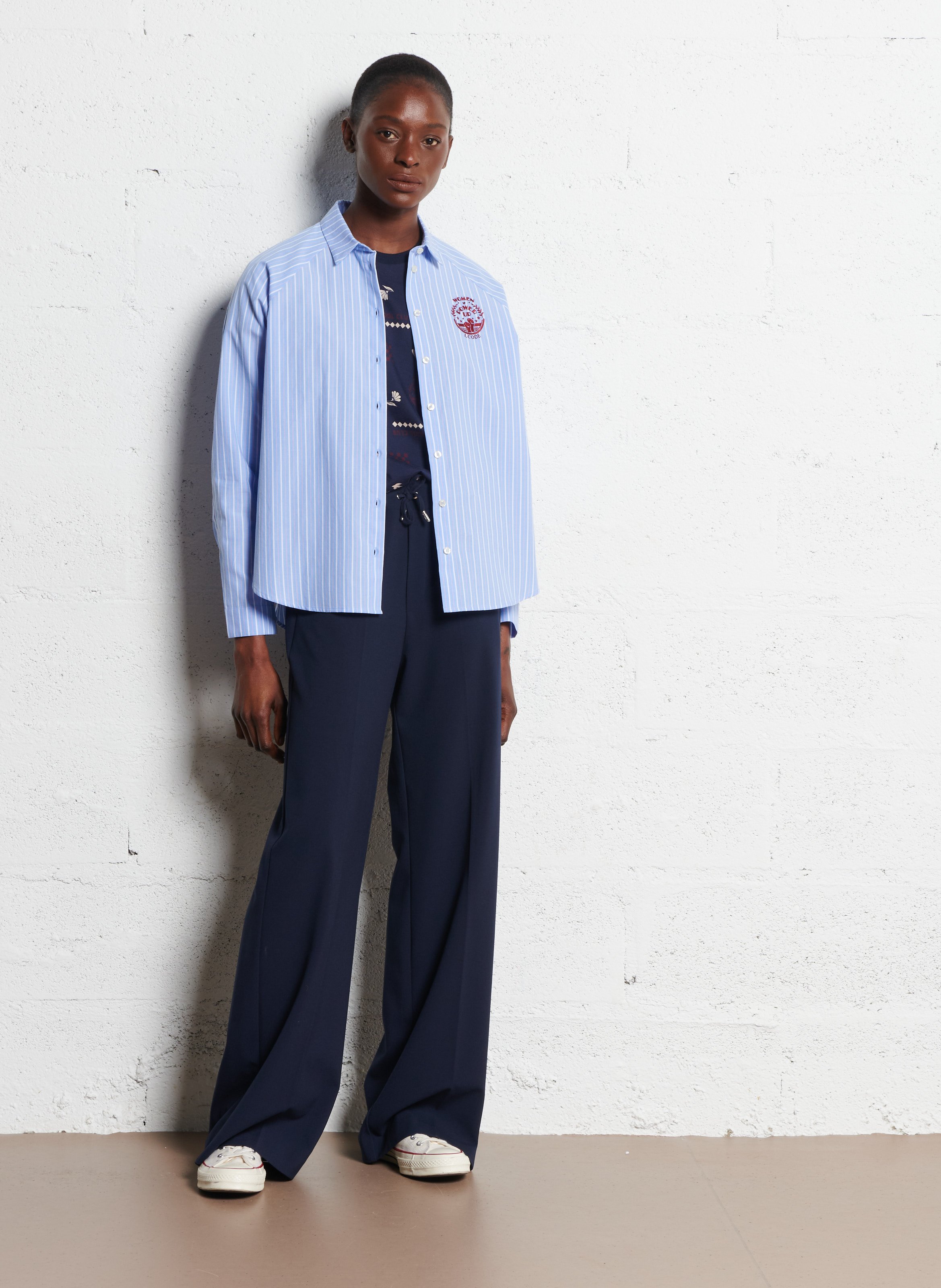 Chemise col classique manches contrastantes en coton I CODE Blue