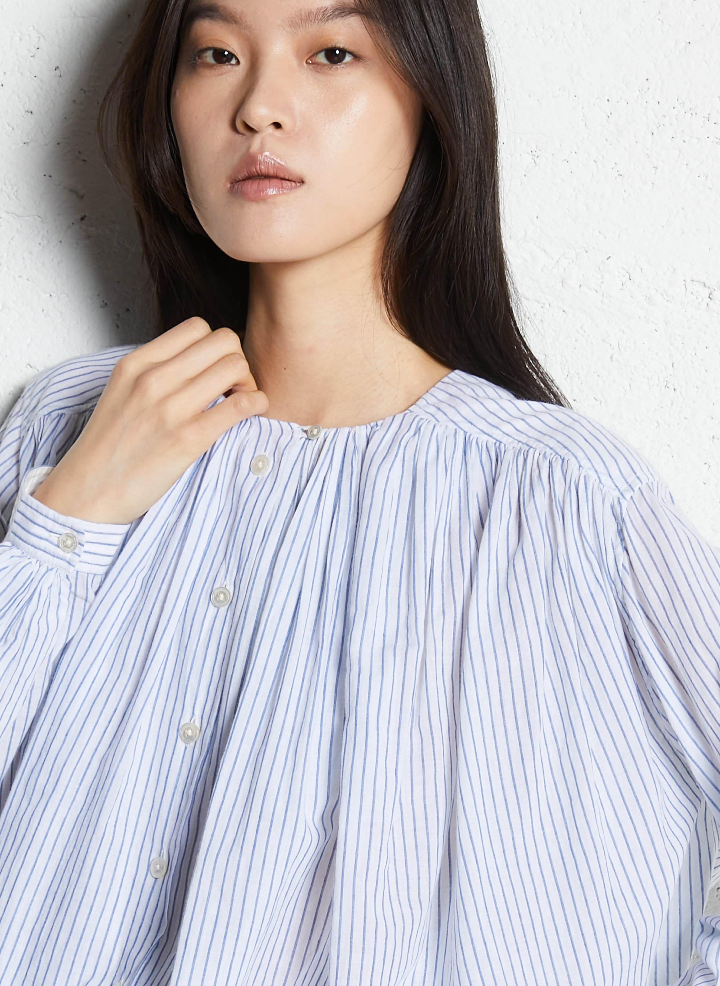 Kurzes Baumwollkleid mit Rundhalsausschnitt LAURENCE BRAS Blau