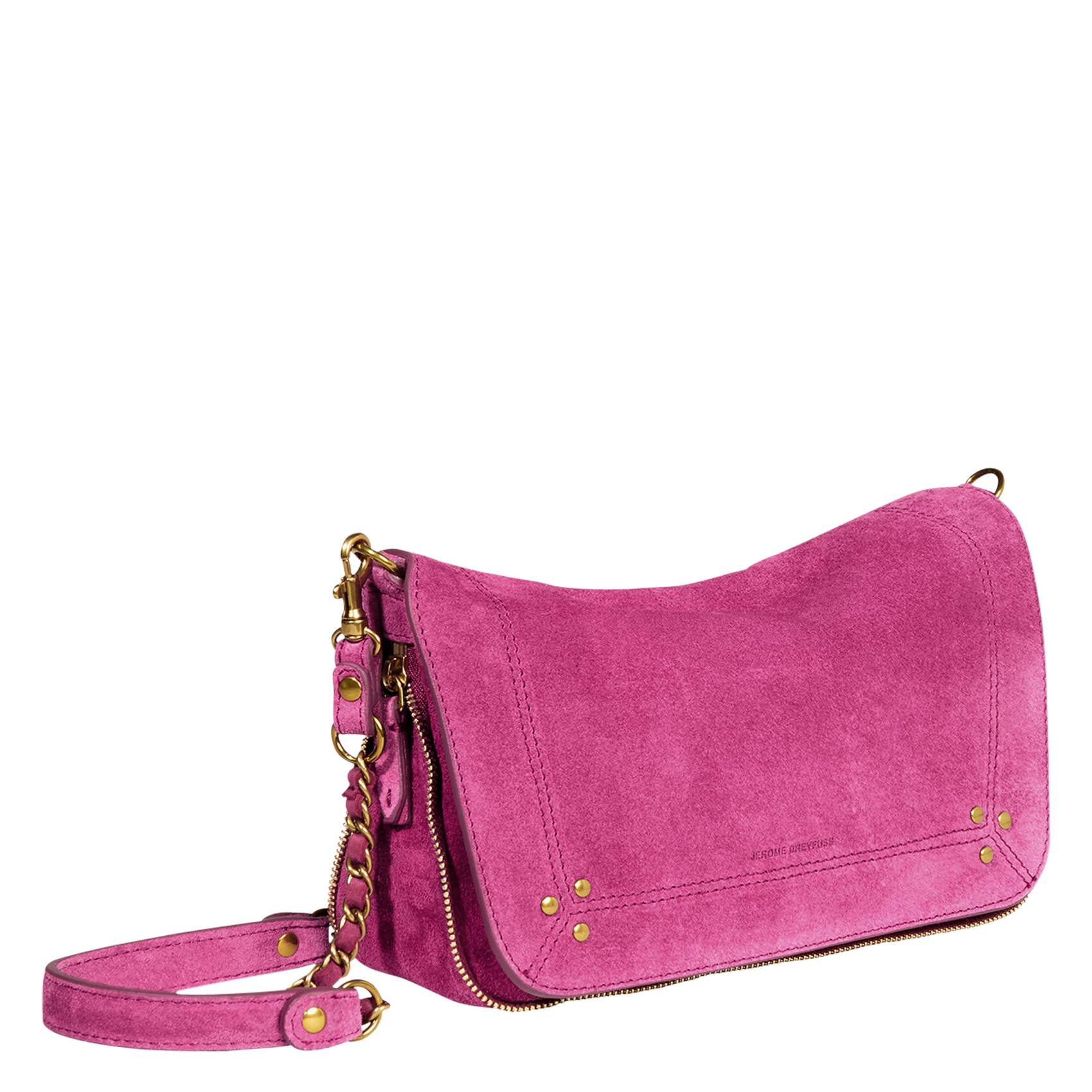 Shoulder bag with plain leather flap JEROME DREYFUSS Pink