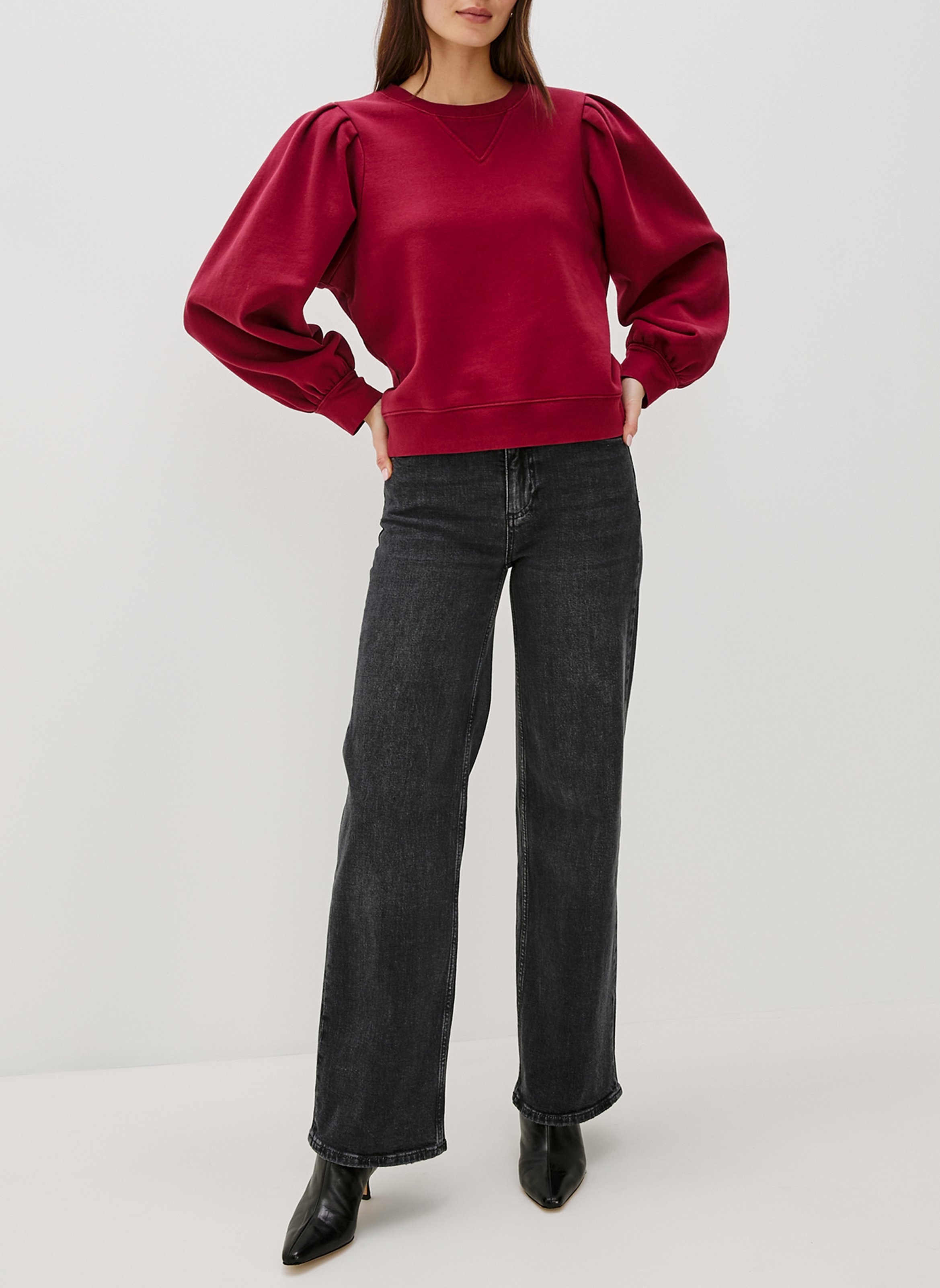 Sweat uni à manches bouffantes RAILS Rouge