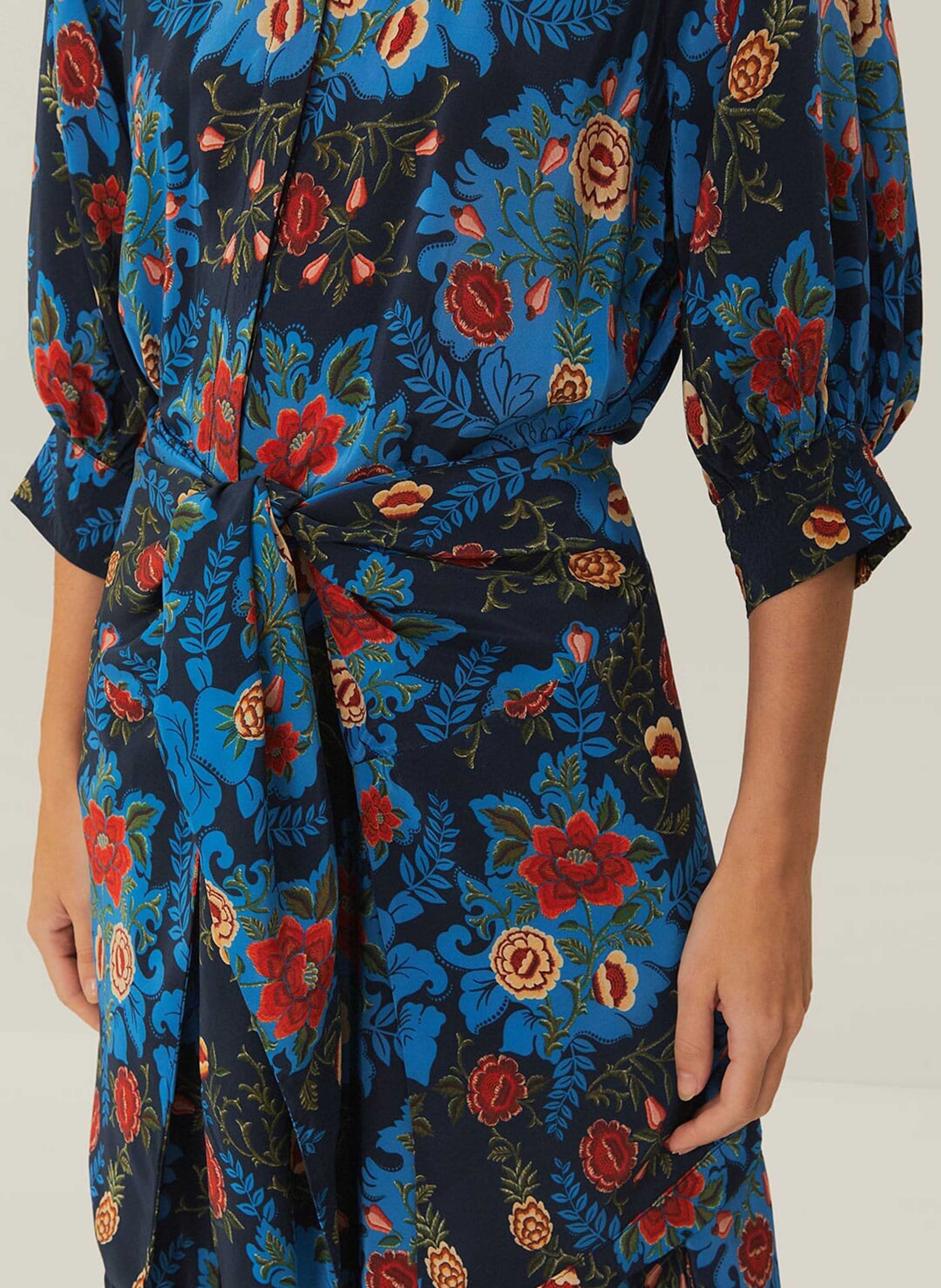 Robe midi col montant à imprimé floral FARM RIO Bleu