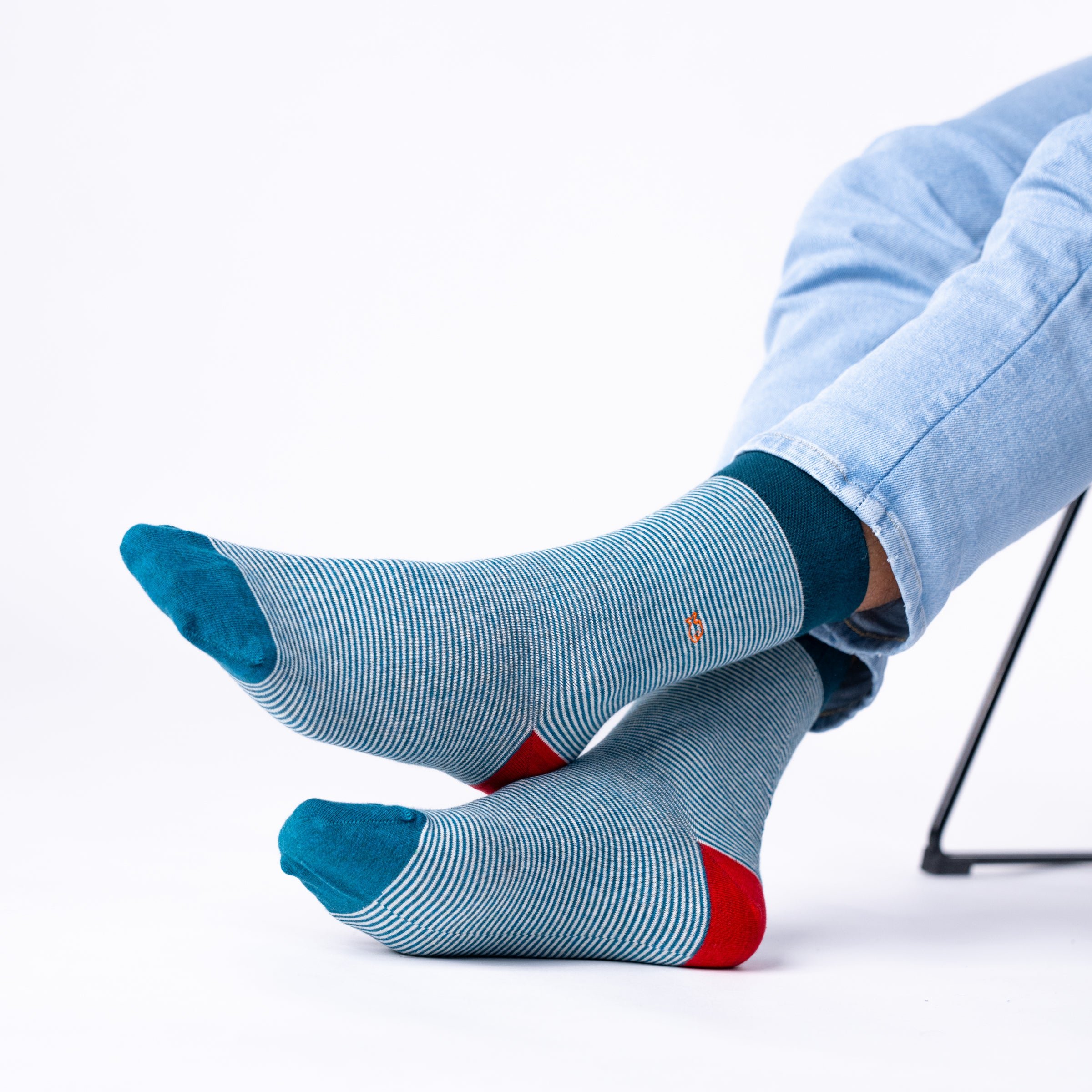 Striped combed cotton socks BILLYBELT Blue