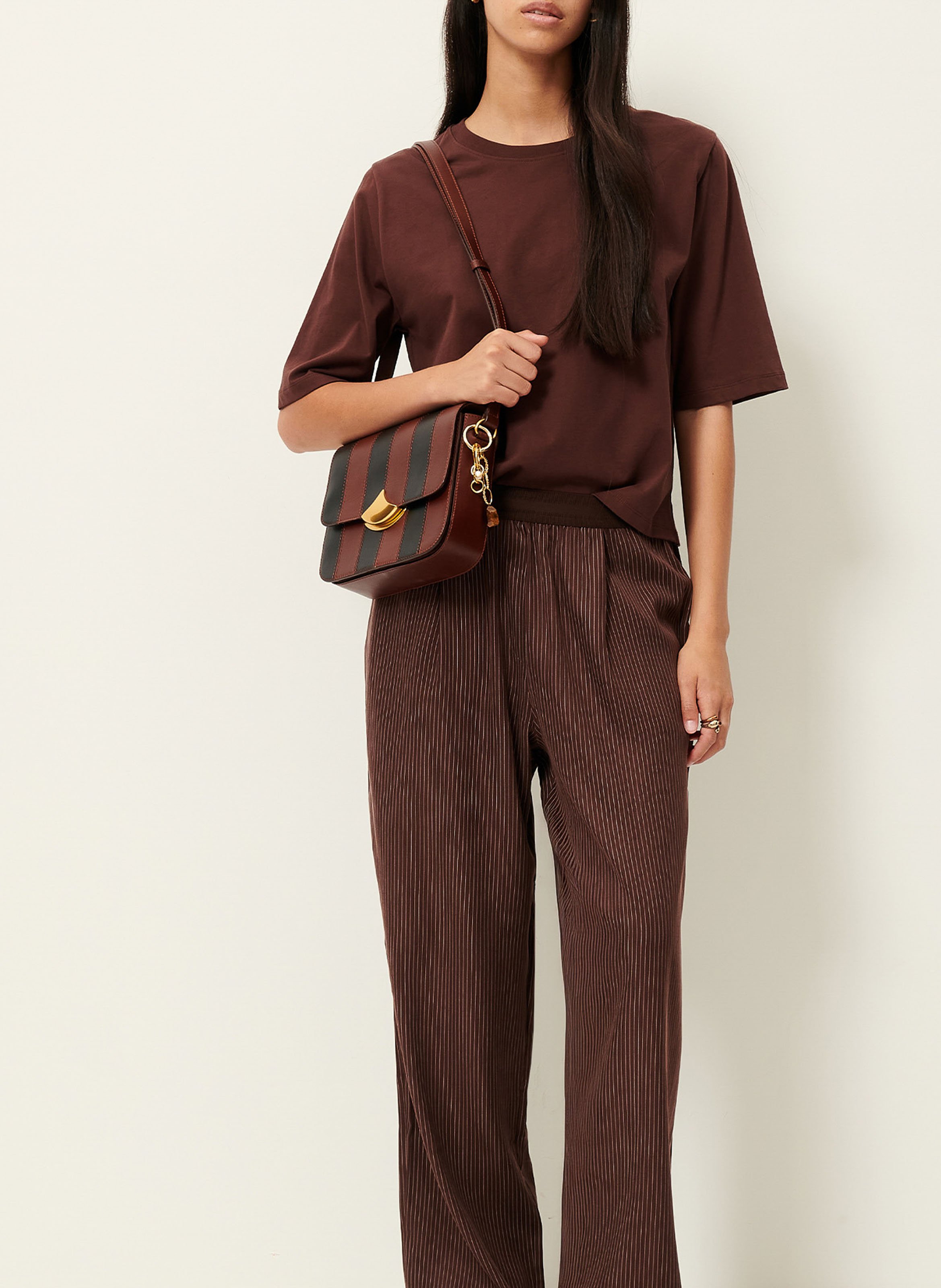 Ruimvallend, katoenen T-shirt met ronde hals SESSUN Bruin