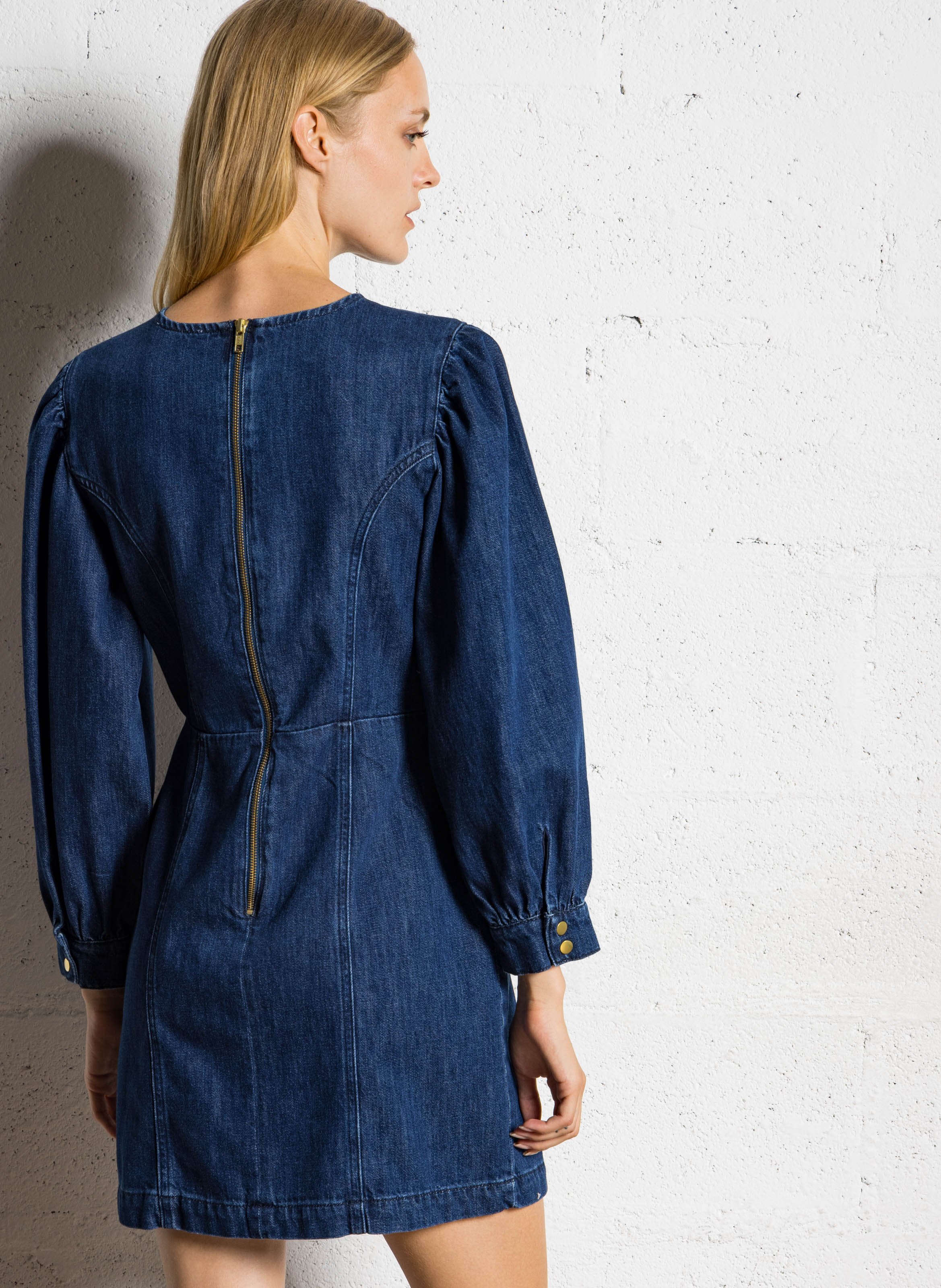Short straight raw denim dress DES PETITS HAUTS Blue