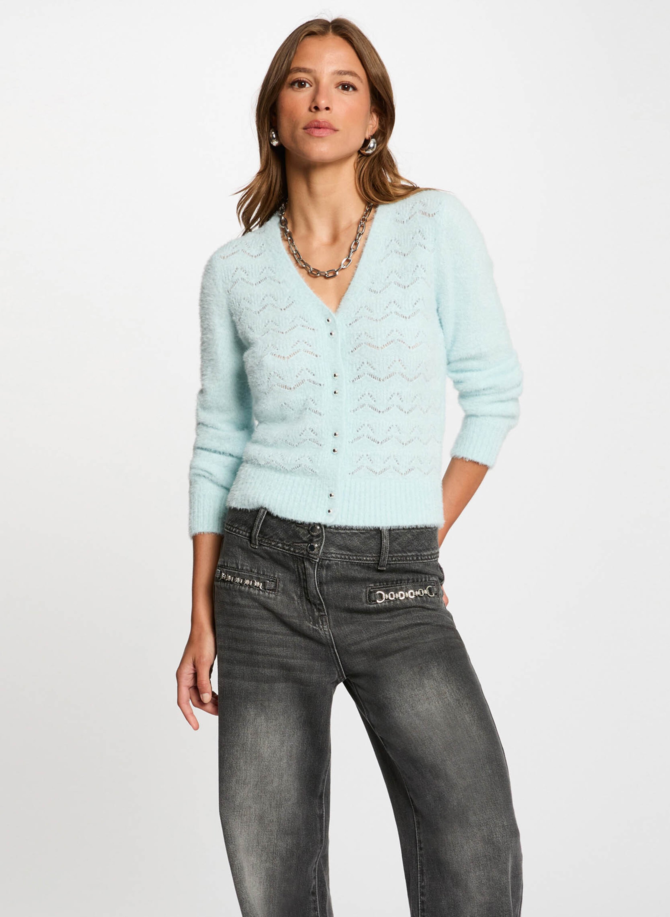 Strickjacke - Schalkragen MORGAN Blau